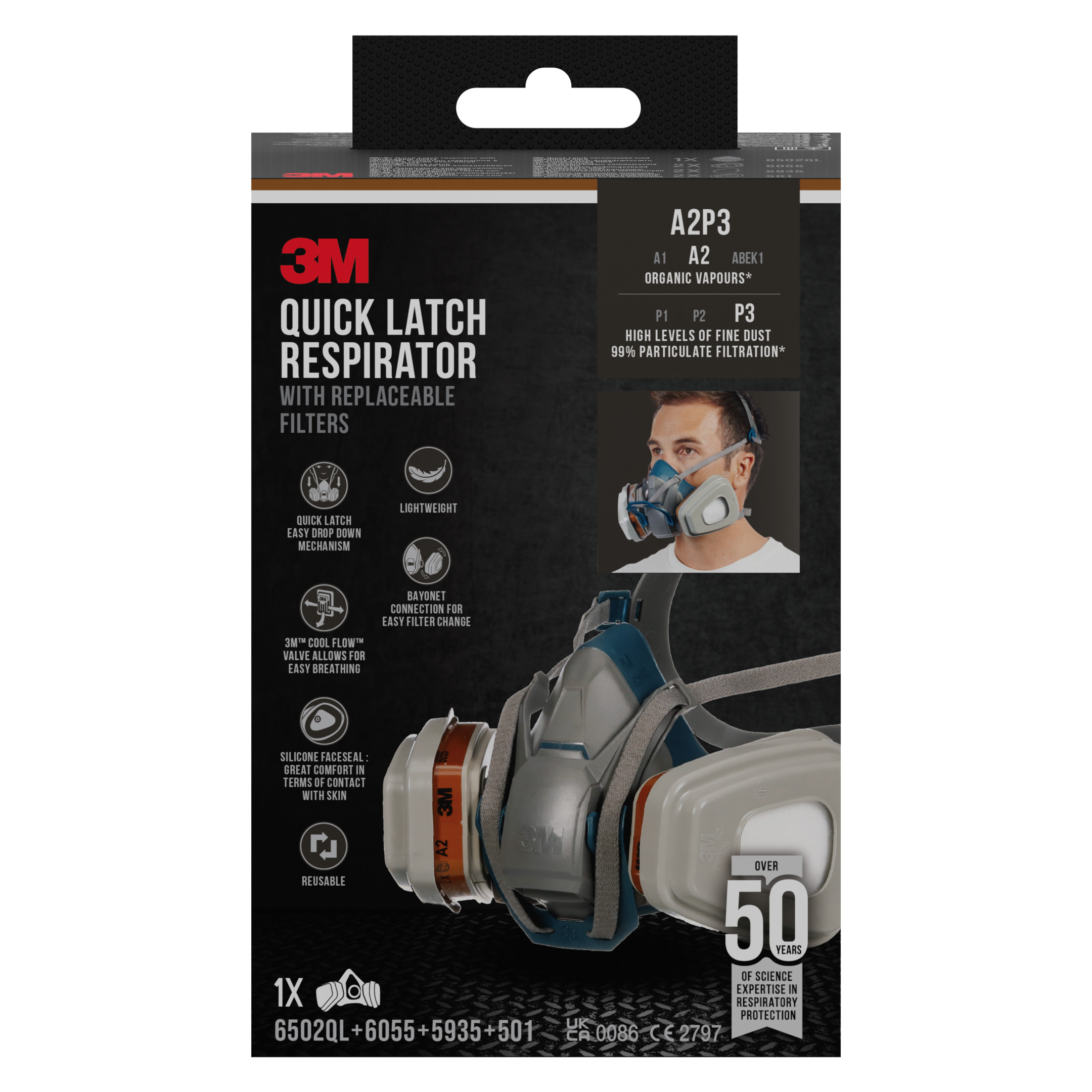 Demi-Masque 6502 QL Taille M série 6500 - 3M - 6502NQL 00