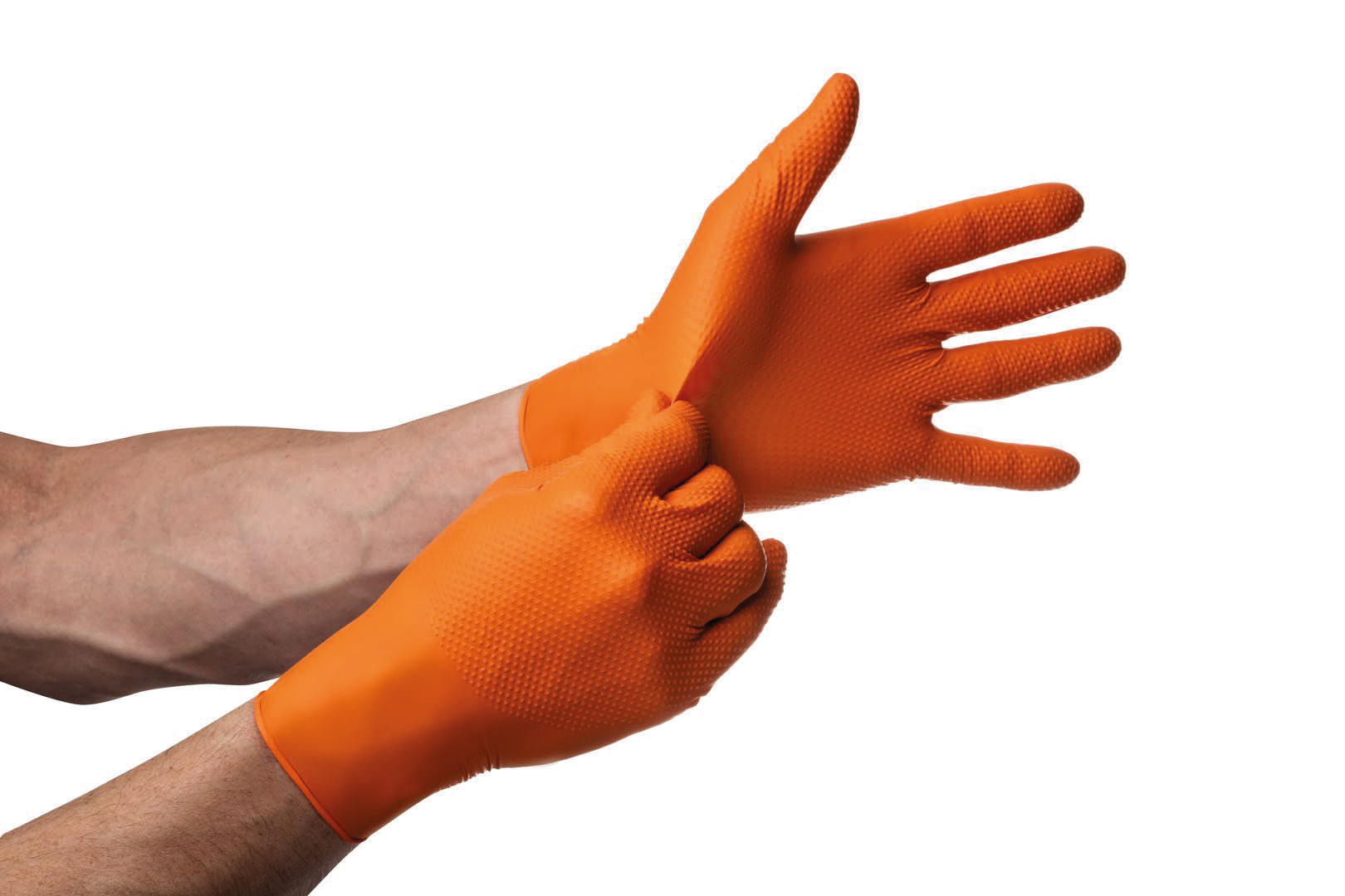 Gants jetables ambidextres nitrile 240mm 0,26mm orange L(9) - Boîte de 50 pcs MERCATOR - 65149
