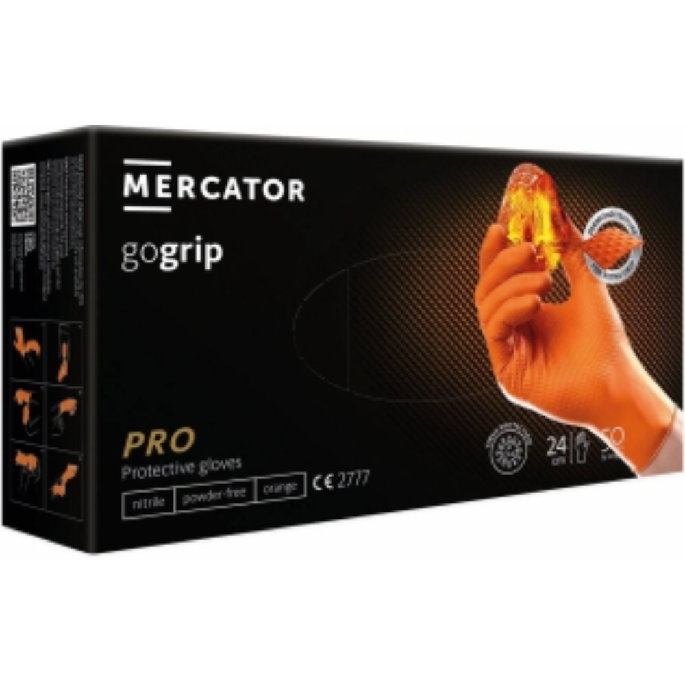 BOITE DE 50 GANTS NITRILE MERCATOR ORANGE - TAILLE S - MERCATOR - 65157