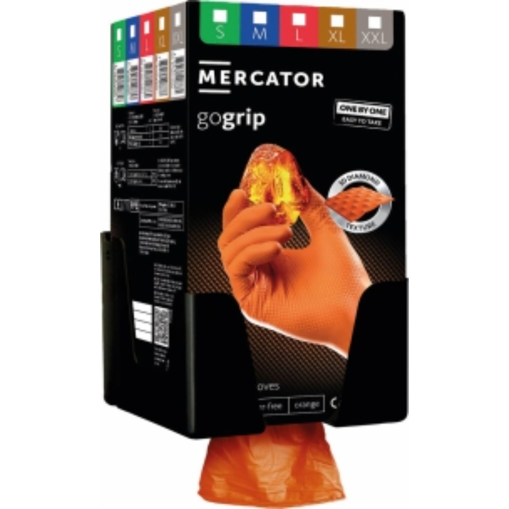 BOITE DE 100 GANTS NITRILE MERCATOR ORANGE - ONE BY ONE - M - MERCATOR - 65163