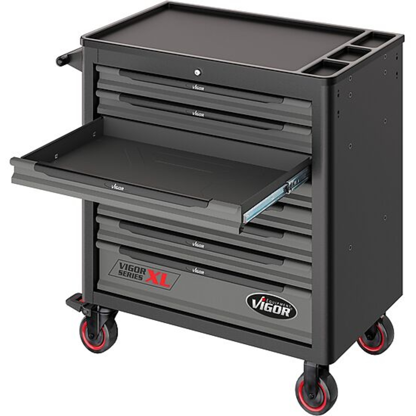 Servante d'atelier séries XL plateau de travail en matière plastique avec assortiment  VIGOR - V4542