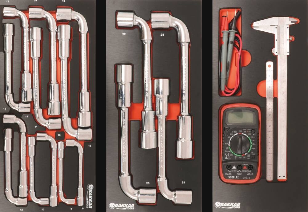 Servante d'atelier 8 tiroirs 249 outils - modules finition métal DRAKKAR - 25115