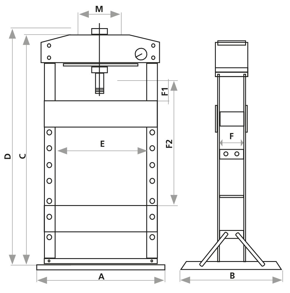 Presse d'atelier manuelle 30t DRAKKAR EQUIPEMENT bati soudé - 10540