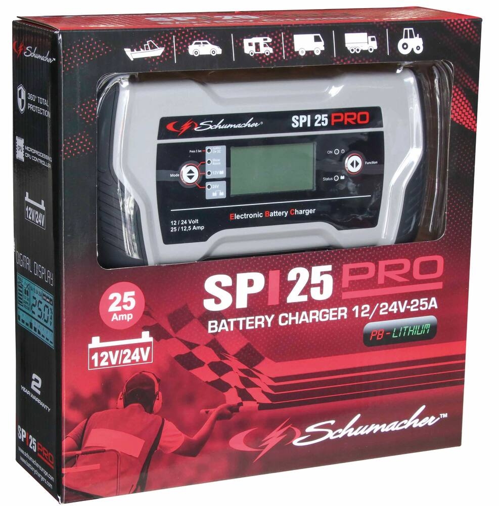 Chargeur de batterie SCHUMACHER automatique 12/24V-25/12,5A SPI 25 PRO - 54068 