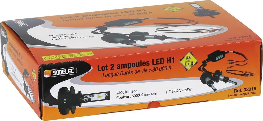 Lampe H1 LED 36W 2400 lumens lot de 2 - 02016