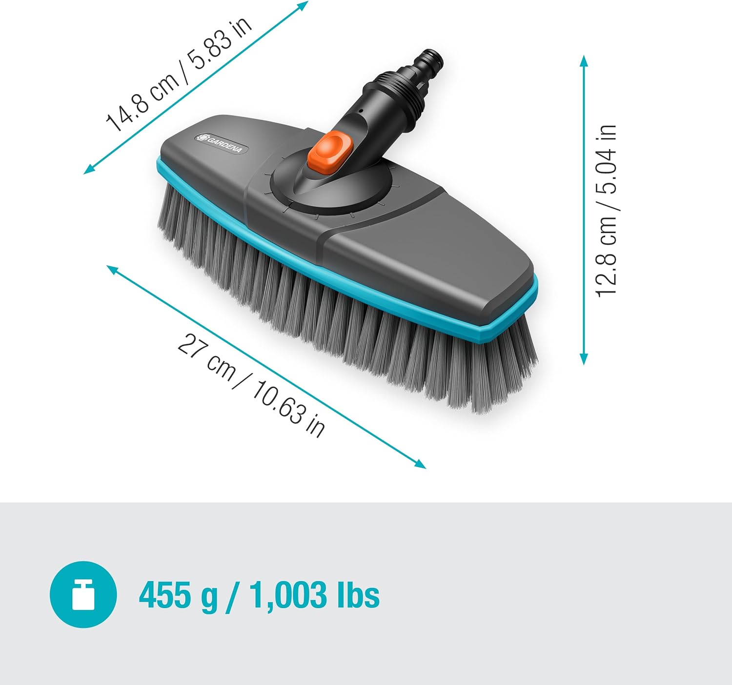 Brosse à poils souples Cleansystem  GARDENA pour grandes surfaces - 18810-20