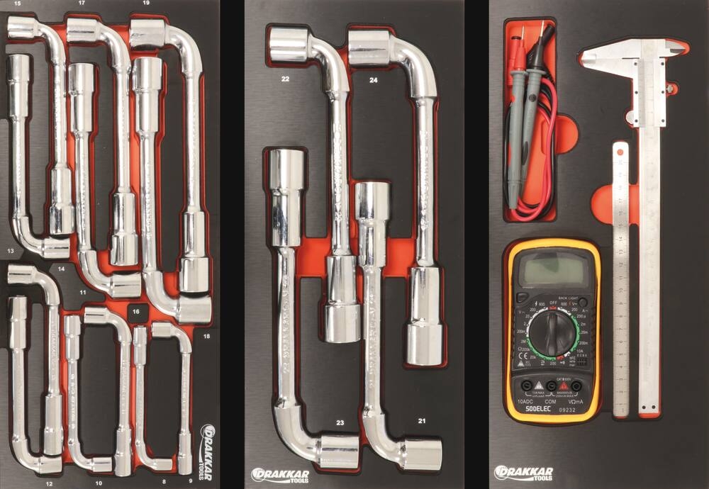 Servante d'atelier 8 tiroirs 249 outils - modules finition métal DRAKKAR - 25115