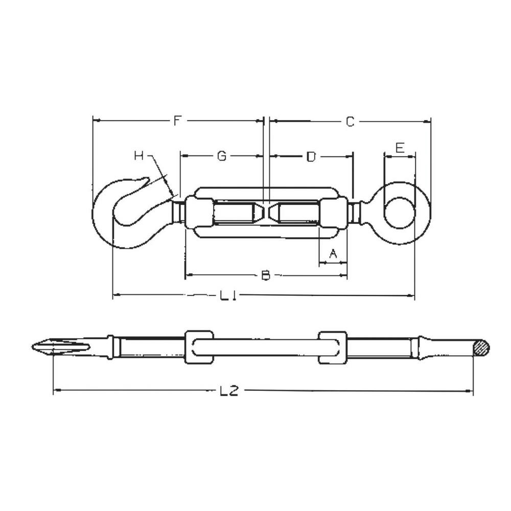 TENDEUR ANNEAUX ET CROCHET M8 - Neutre - 75436