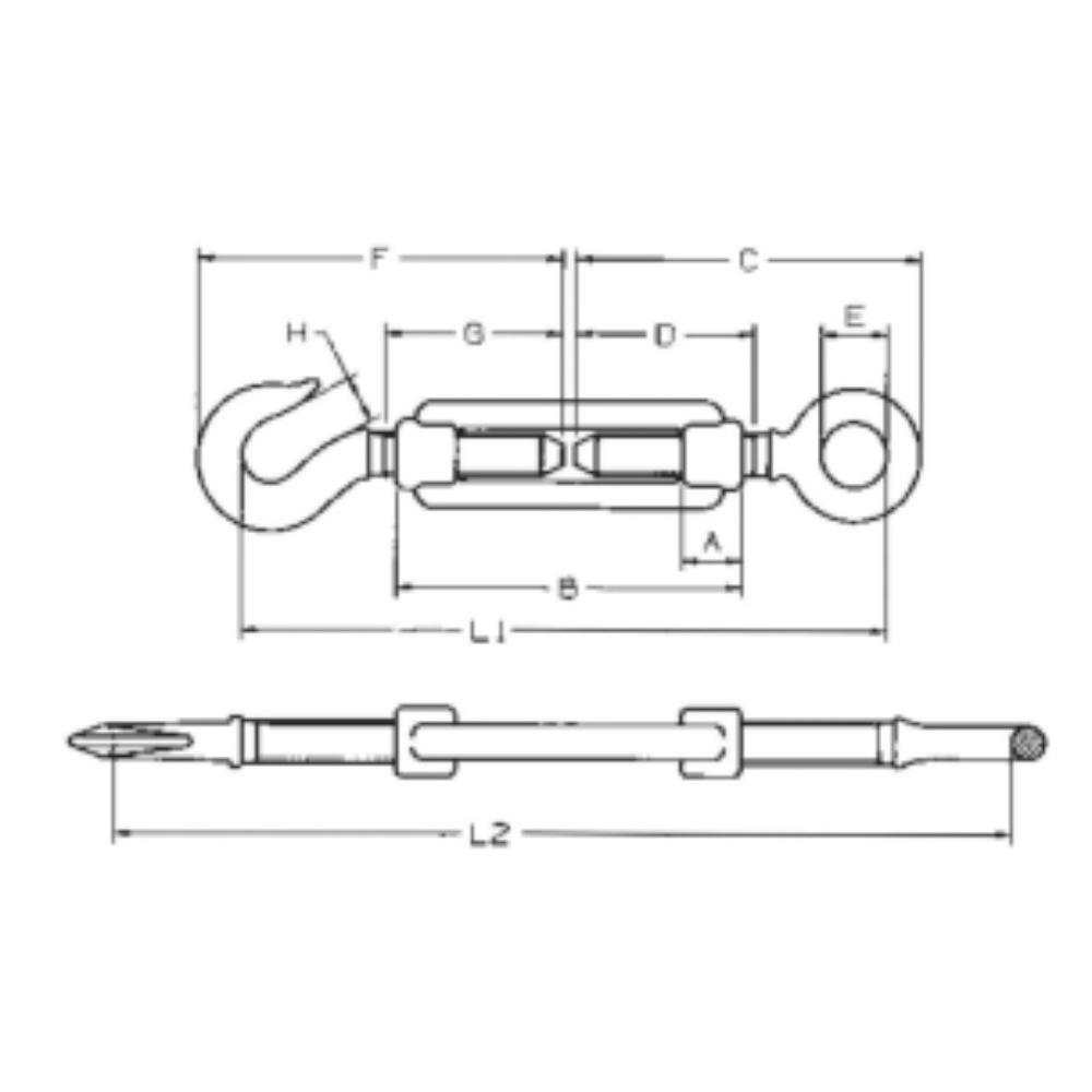 TENDEUR ANNEAUX ET CROCHET M12 - Neutre - 75440