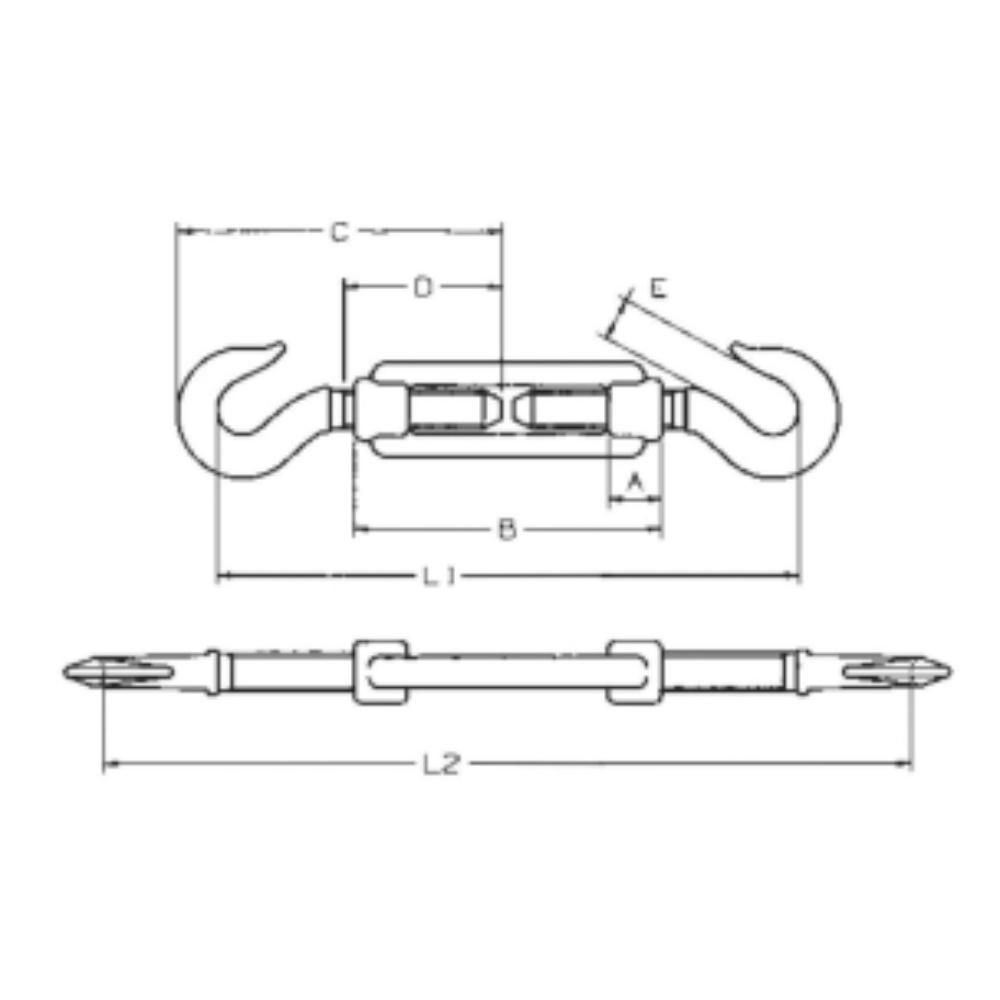 TENDEUR A DEUX CROCHETS M8 - Neutre - 75453