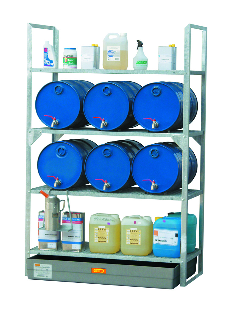 Rayonnage 360 avec cale-fûts pour 6 fûts 60 litres et petits récipients CEMO - 7642F