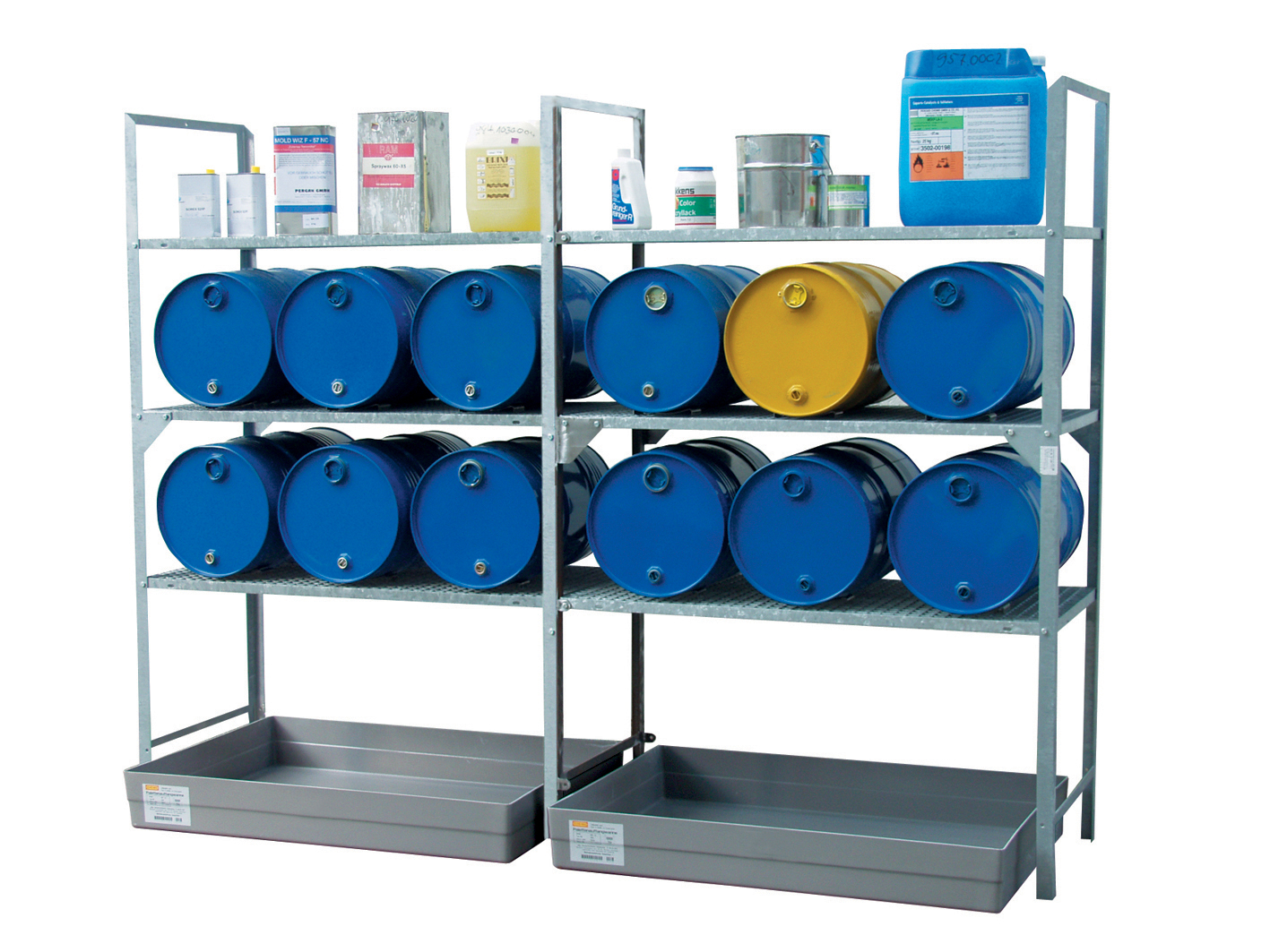 Rayonnage 360 avec cale-fûts pour 6 fûts 60 litres et petits récipients CEMO - 7642F