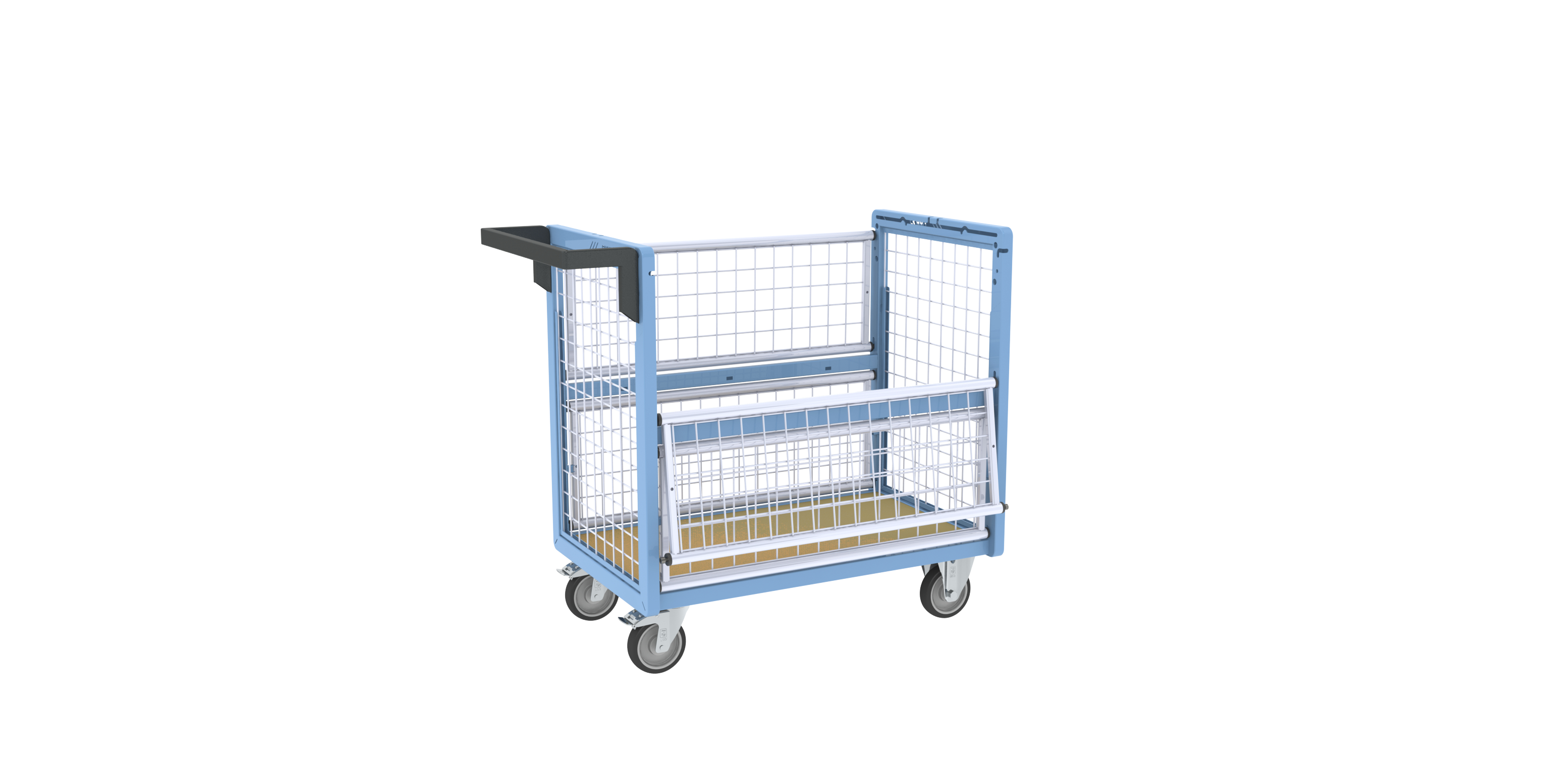 Chariot conteneur grillagé sans toit 850x500 mm 250 kg - FIMM - 800726111