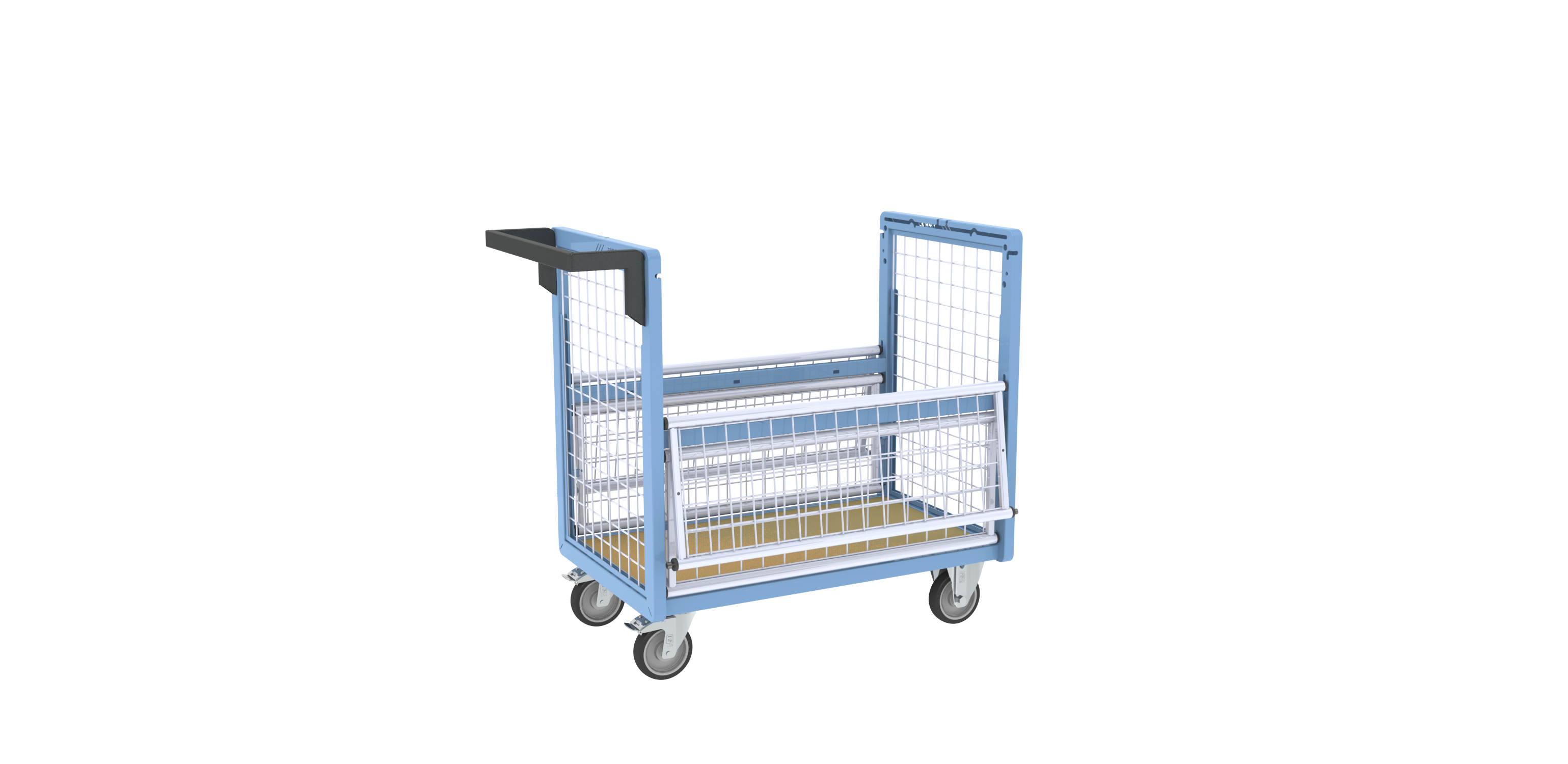 Chariot conteneur grillagé sans toit 850x500 mm 250 kg - FIMM - 800726111