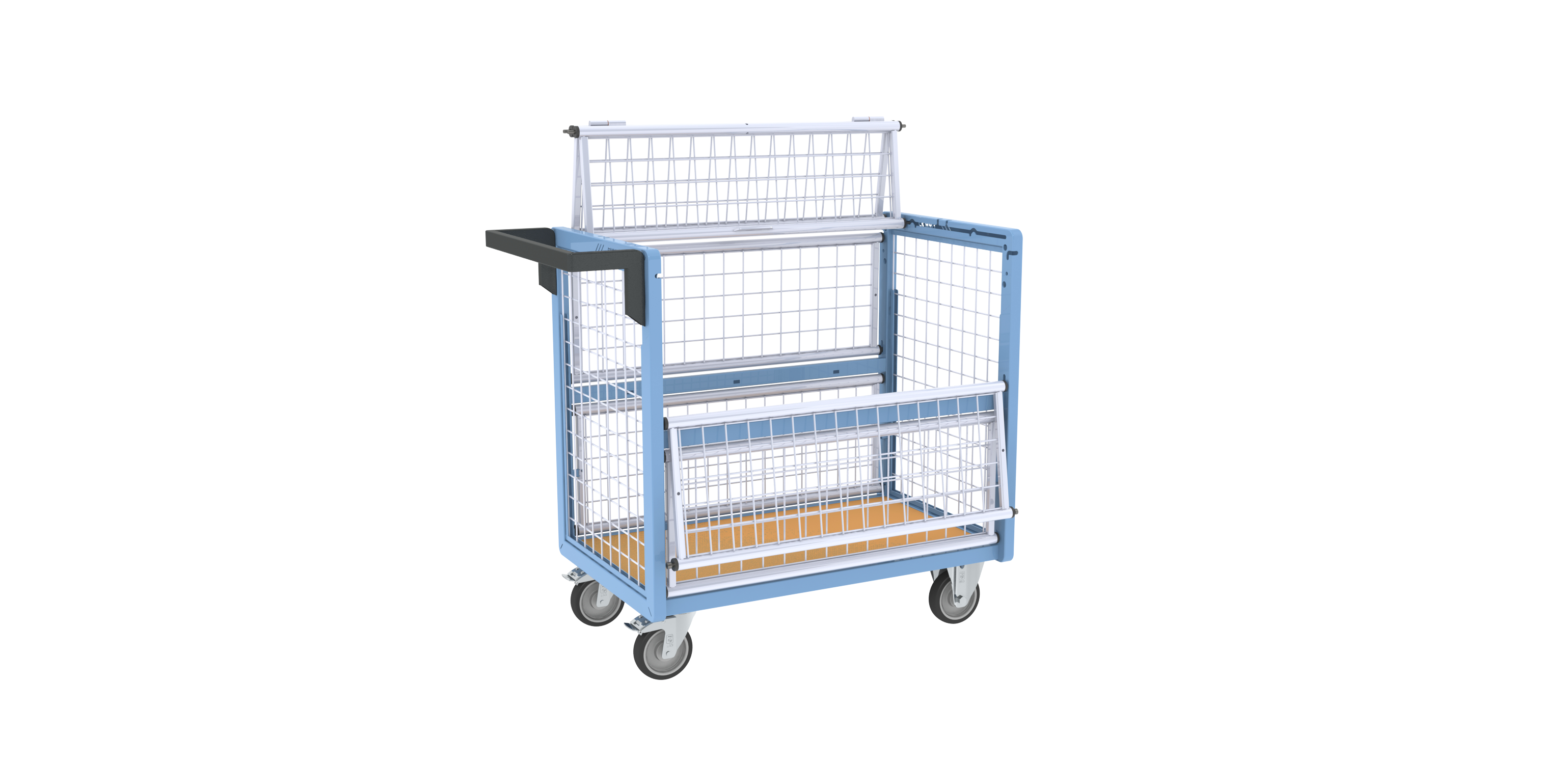 Chariot conteneur grillagé avec toit 850x500 mm 250 kg - FIMM - 800726113