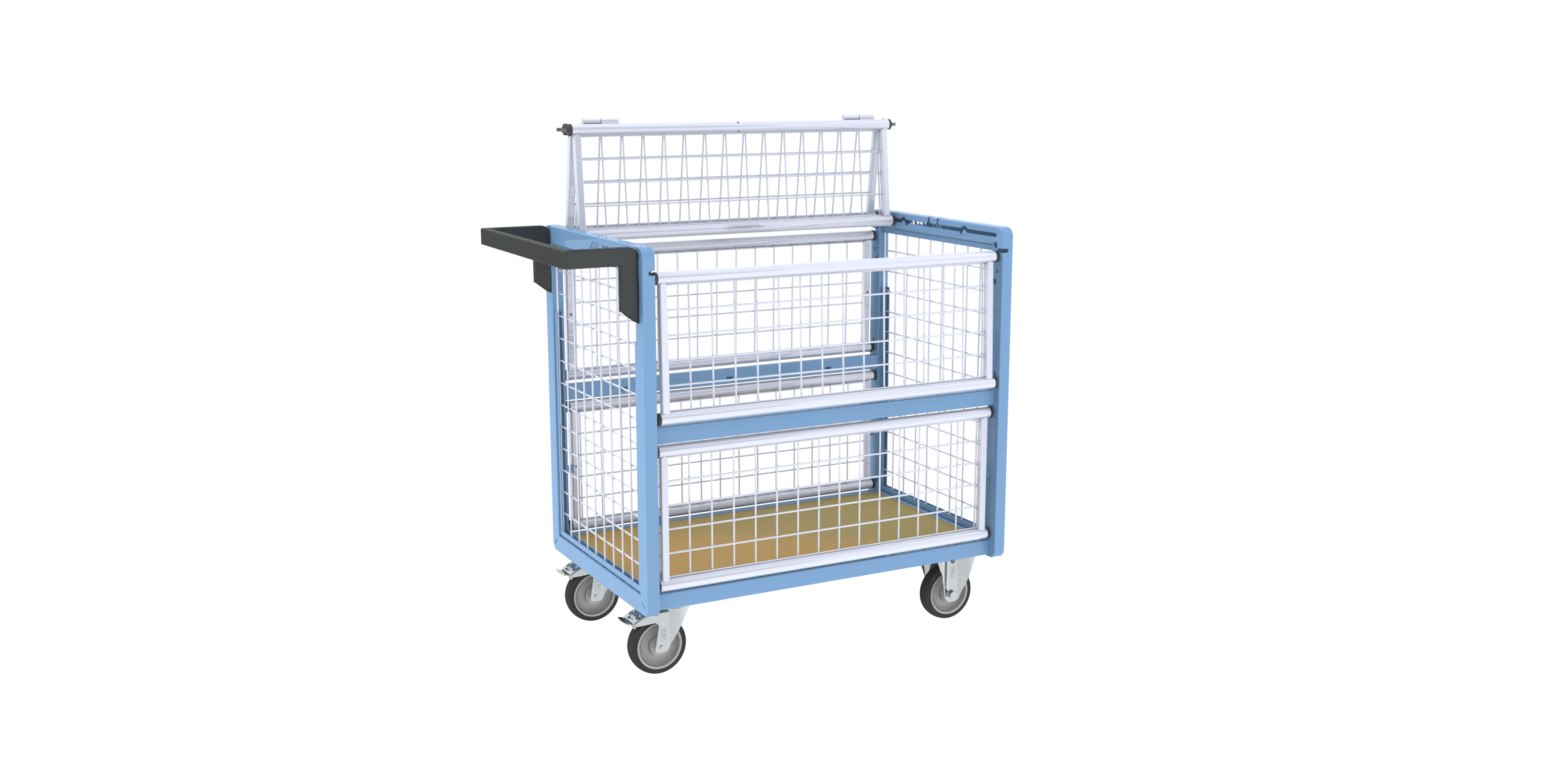 Chariot conteneur grillagé avec toit 850x500 mm 250 kg - FIMM - 800726113