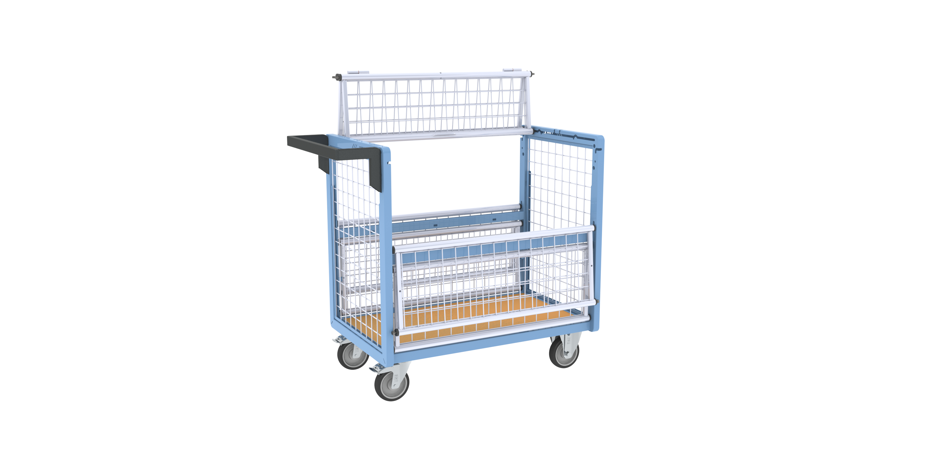 Chariot conteneur grillagé avec toit 850x500 mm 250 kg - FIMM - 800726113