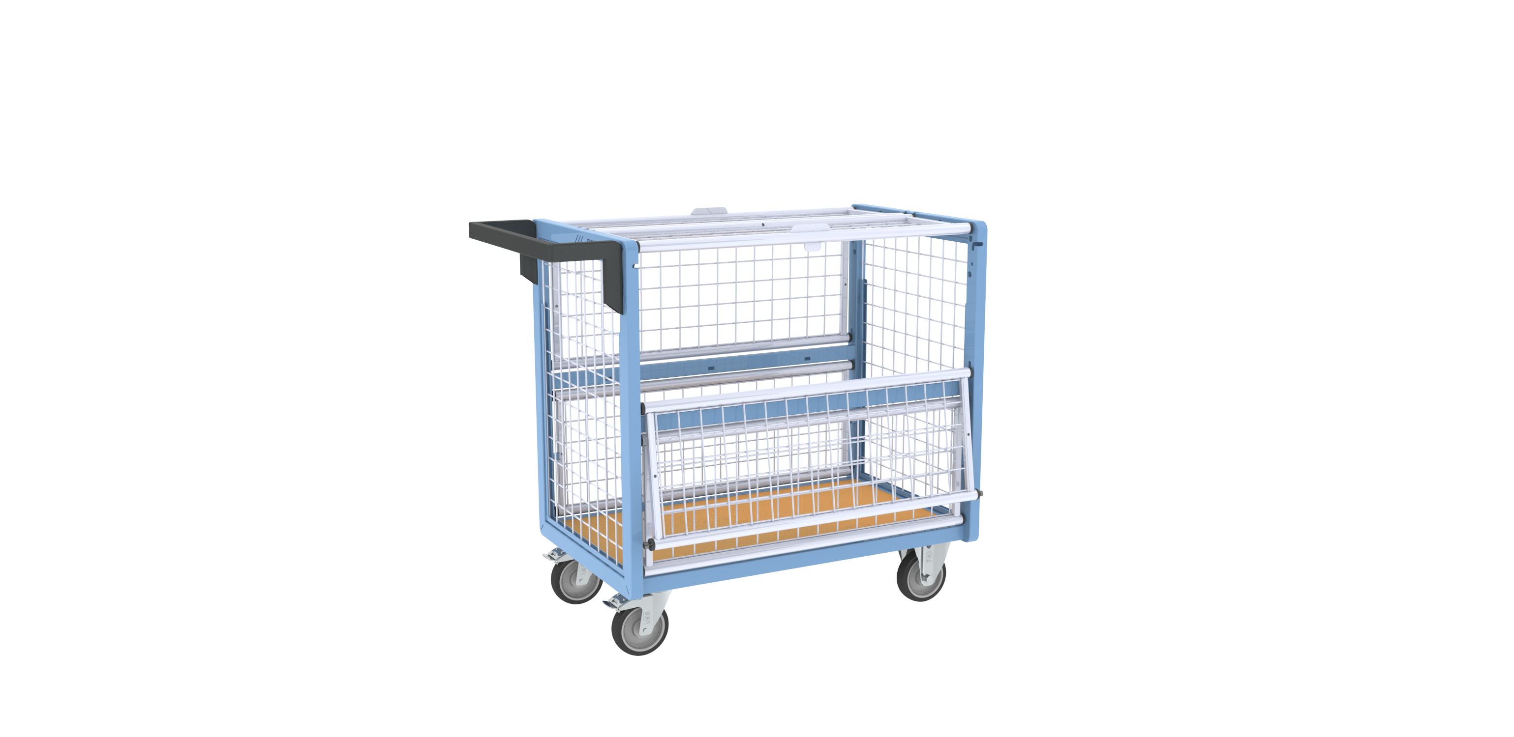 Chariot conteneur grillagé avec toit 850x500 mm 250 kg - FIMM - 800726113