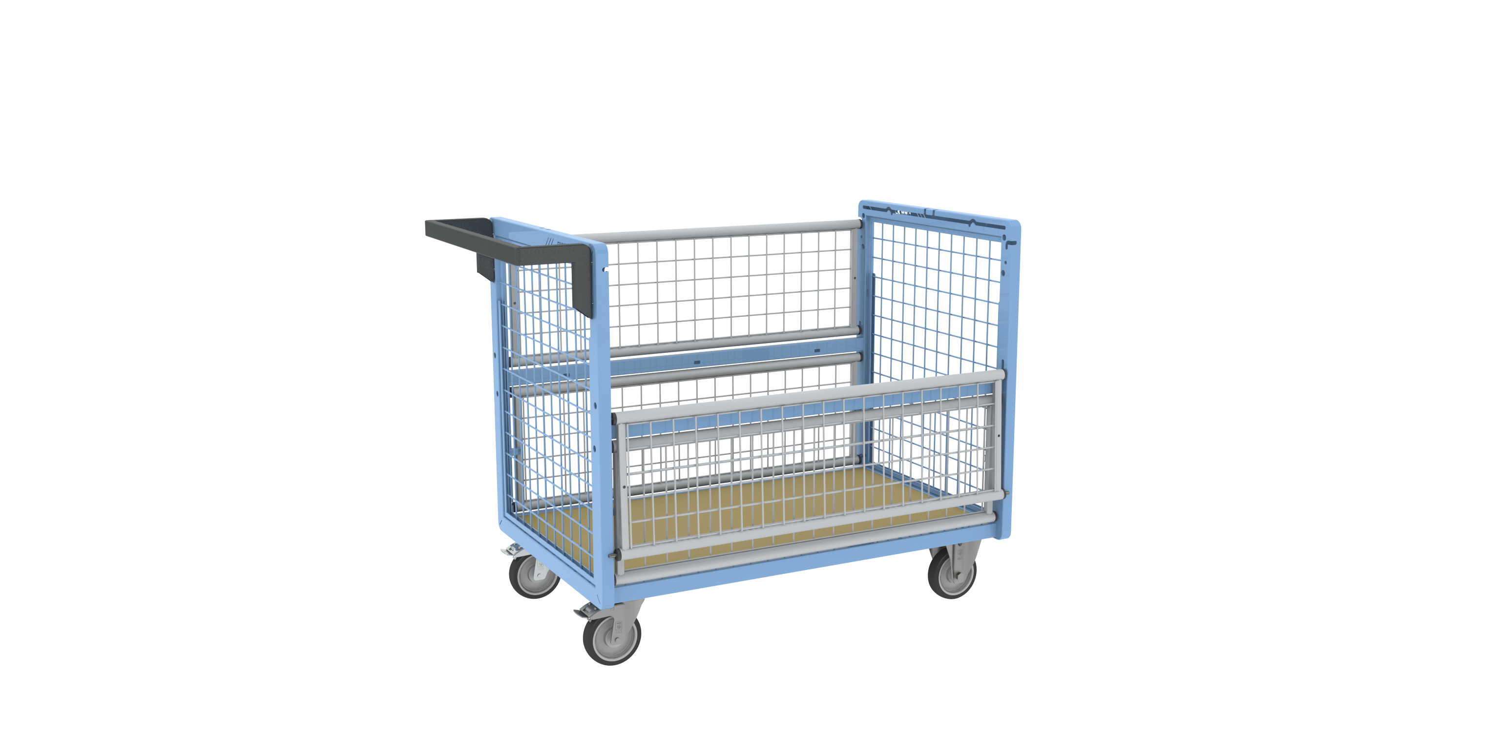 Chariot conteneur grillagé sans toit 1000x600 mm 250 kg - FIMM - 800726121