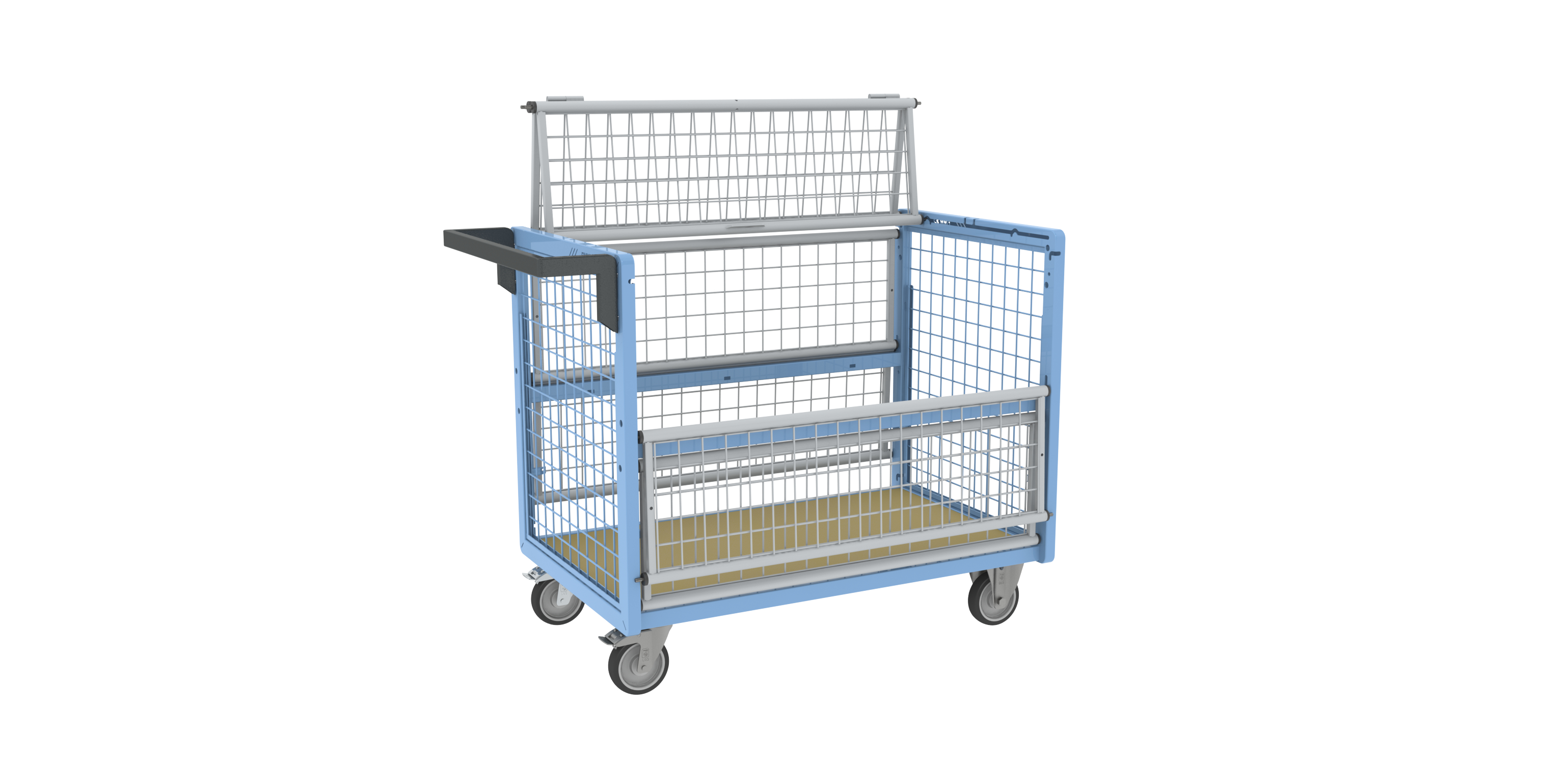 Chariot conteneur grillagé avec toit 1000x600 mm 250 kg - FIMM - 800726123