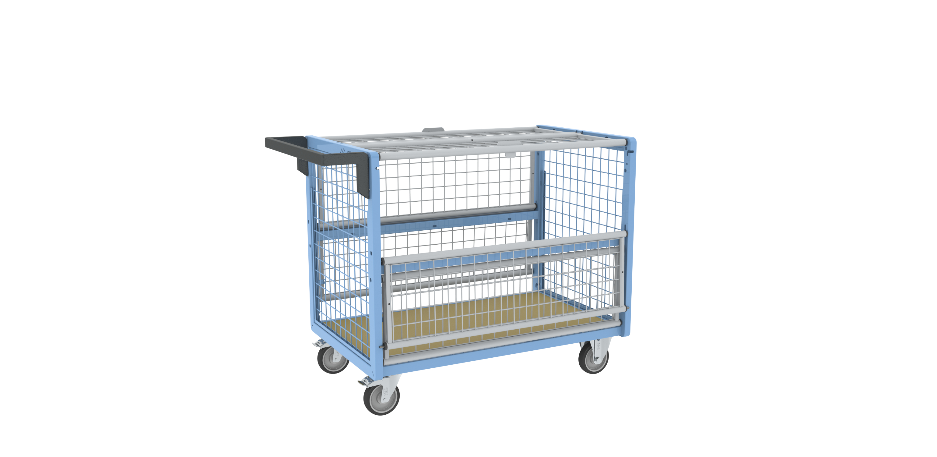 Chariot conteneur grillagé avec toit 1000x600 mm 250 kg - FIMM - 800726123