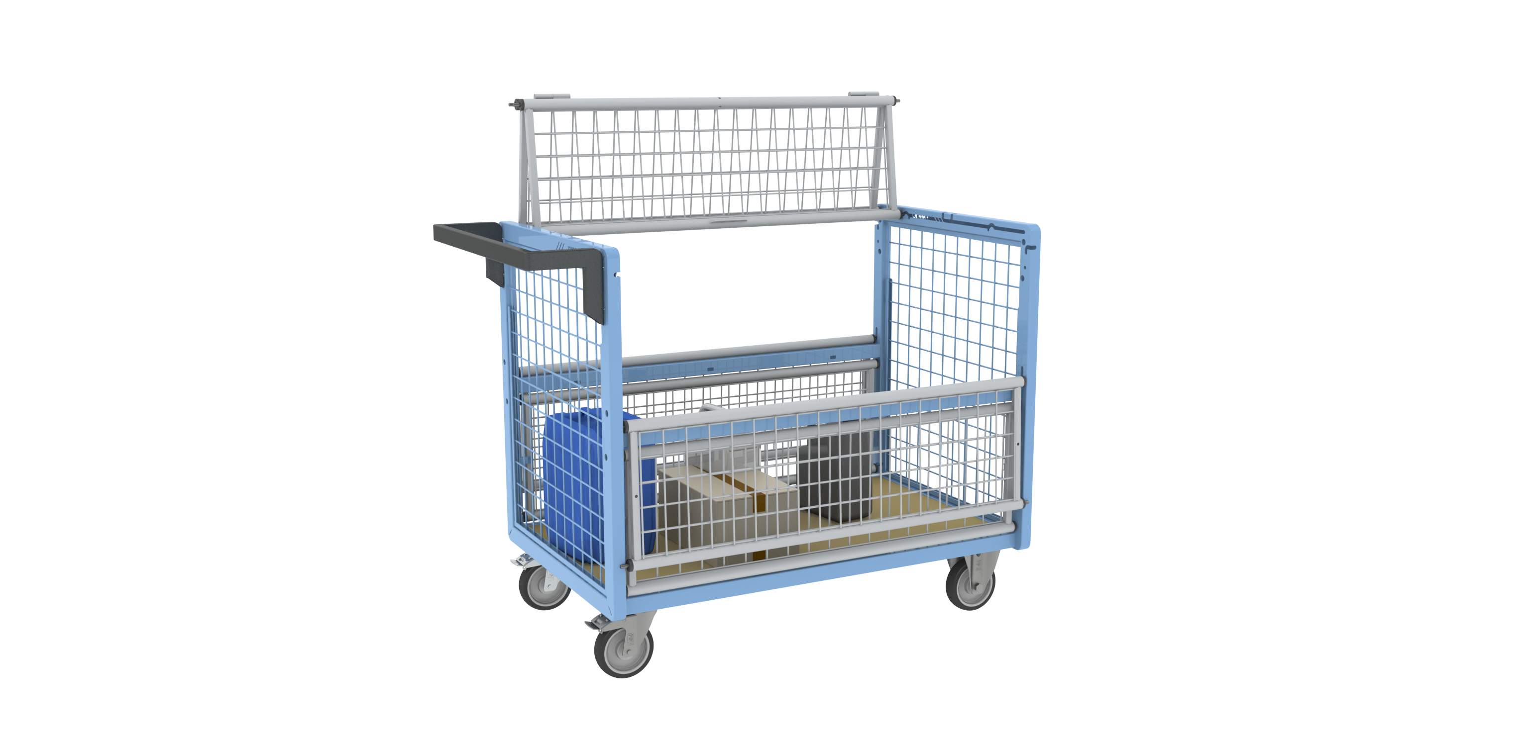 Chariot conteneur grillagé avec toit 1000x600 mm 250 kg - FIMM - 800726123