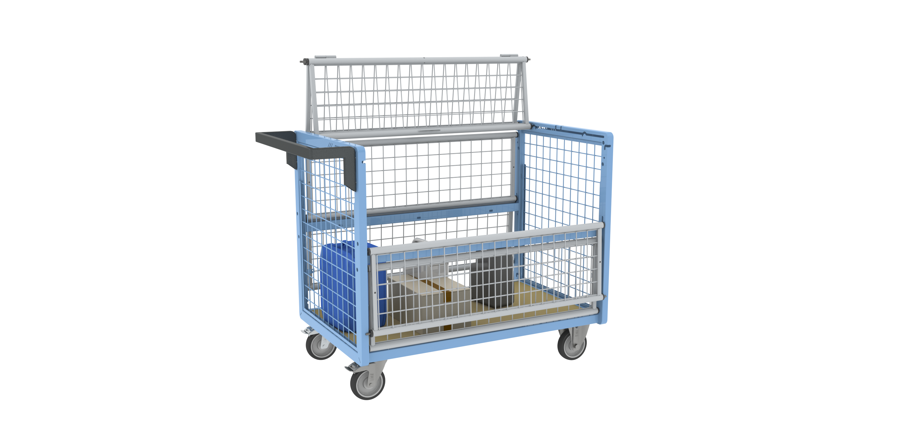 Chariot conteneur grillagé avec toit 1000x600 mm 250 kg - FIMM - 800726123