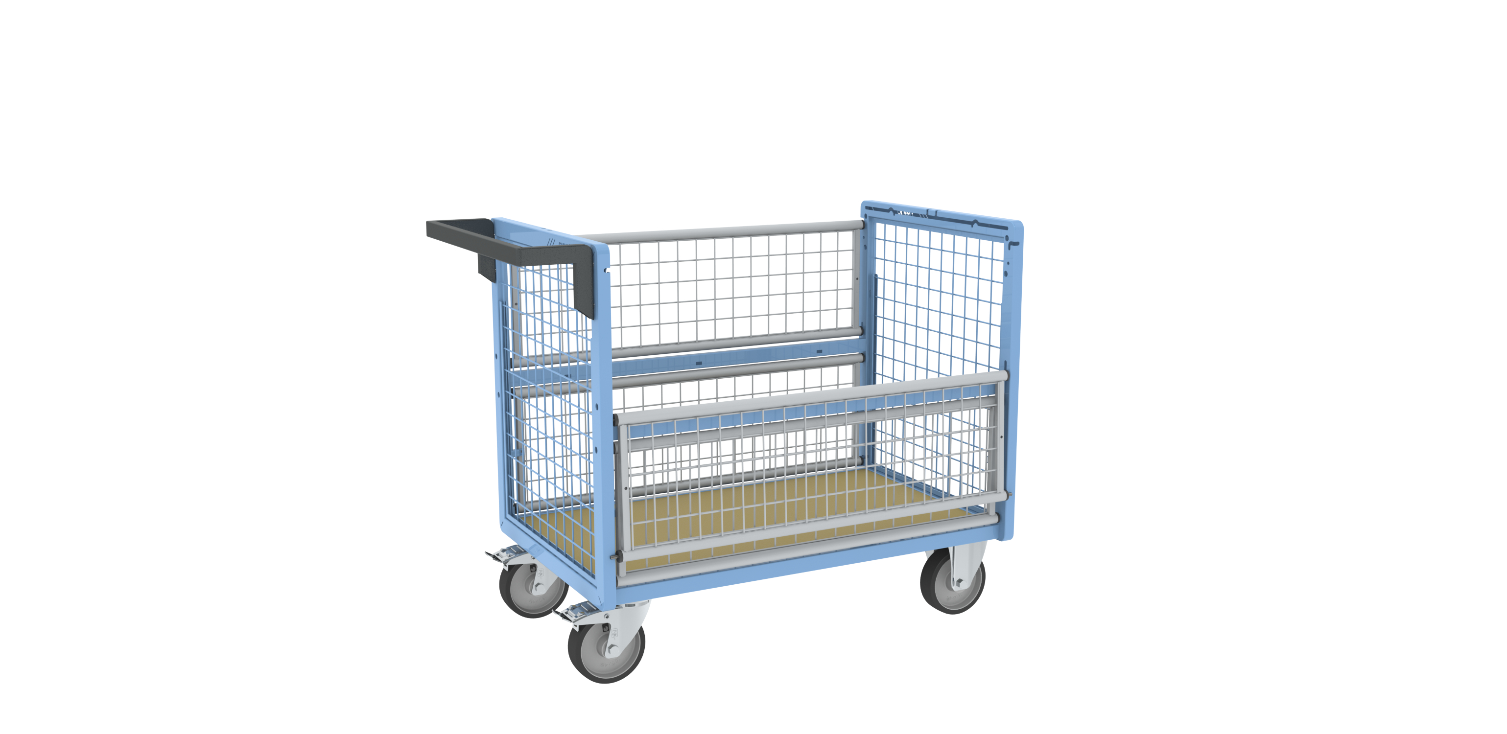 Chariot conteneur grillagé sans toit 1000x600 mm 500 kg - FIMM - 800726221