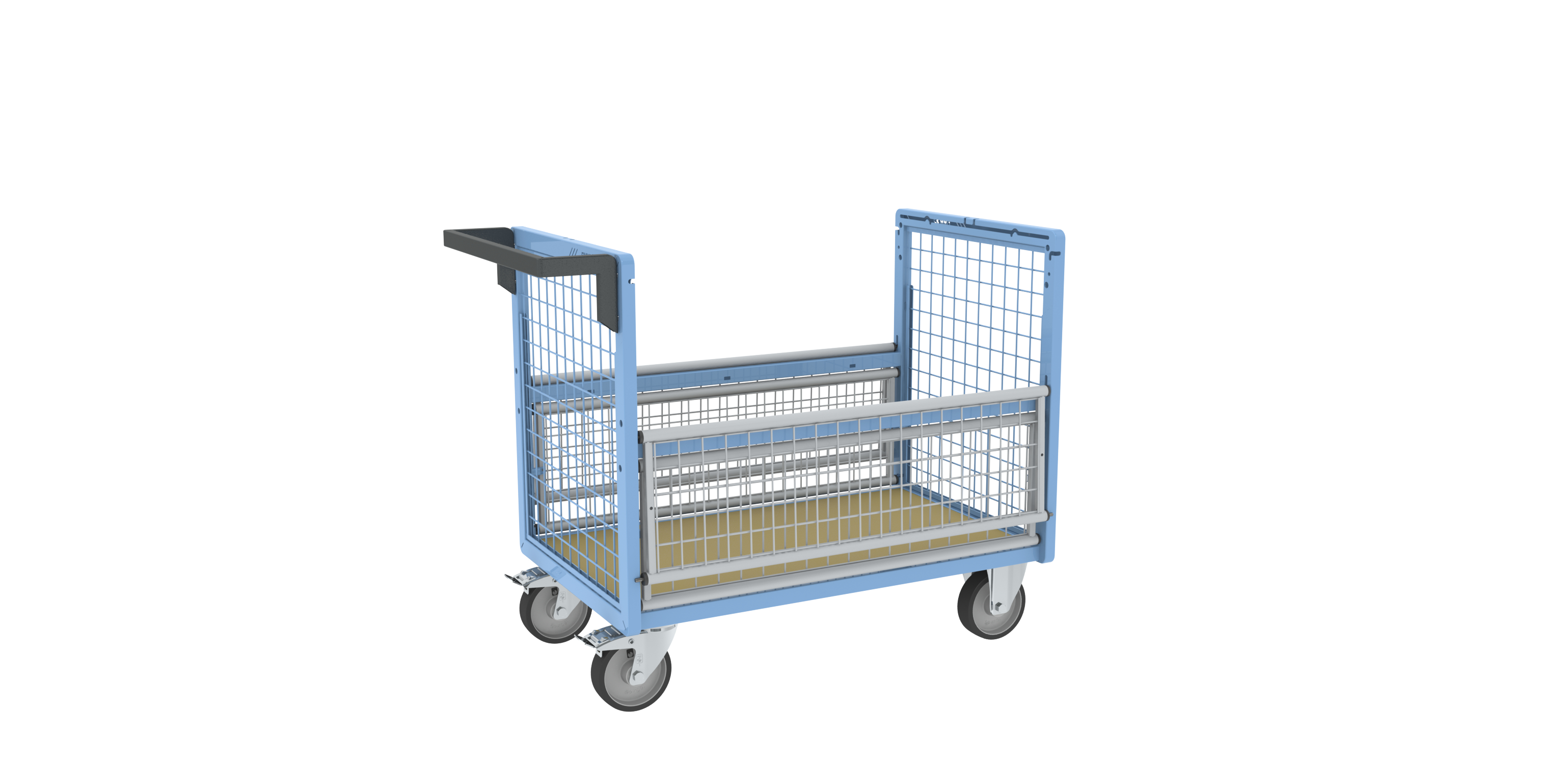 Chariot conteneur grillagé sans toit 1000x600 mm 500 kg - FIMM - 800726221