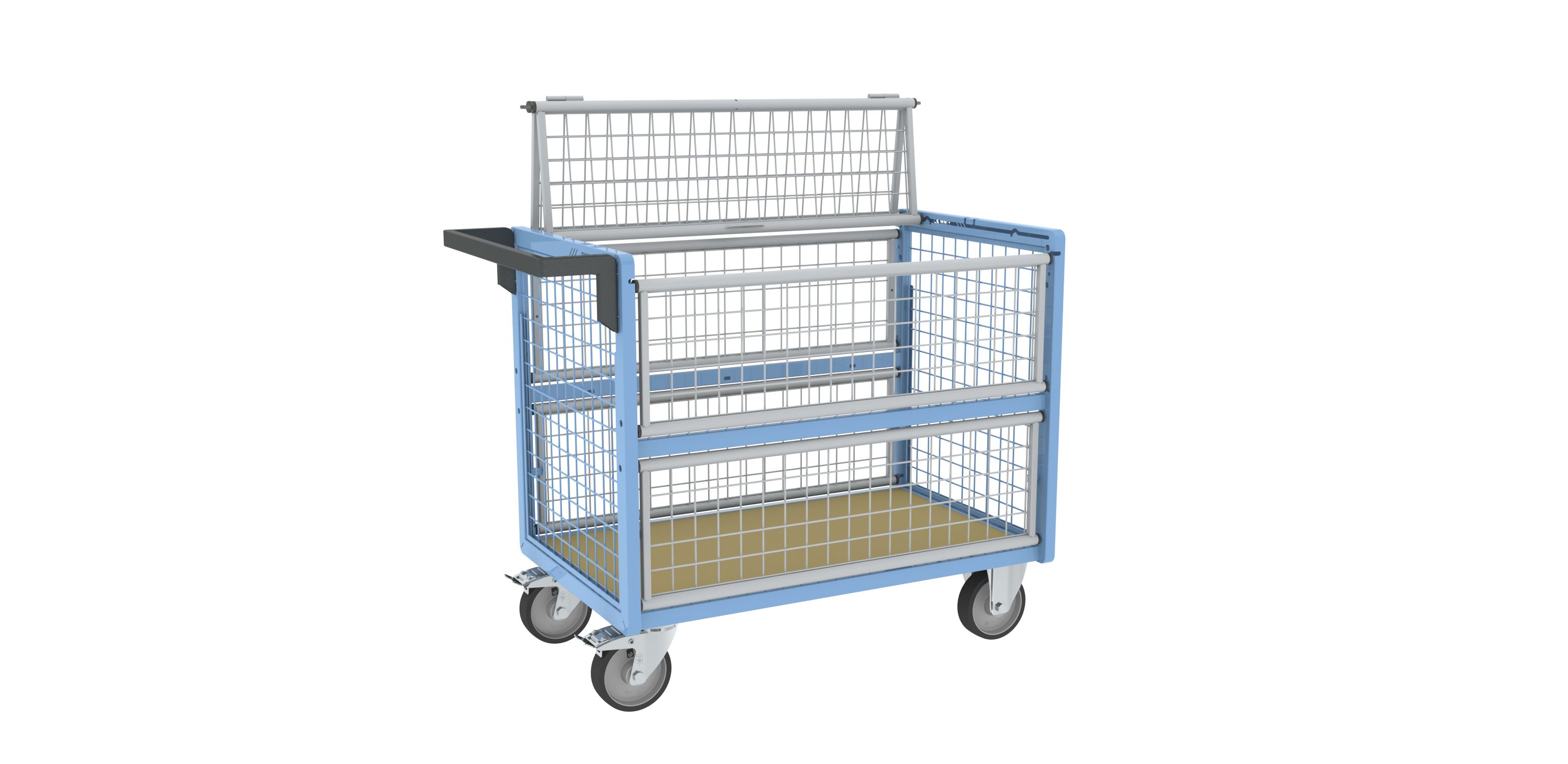 Chariot conteneur grillagé avec toit 1000x600 mm 500 kg - FIMM - 800726223