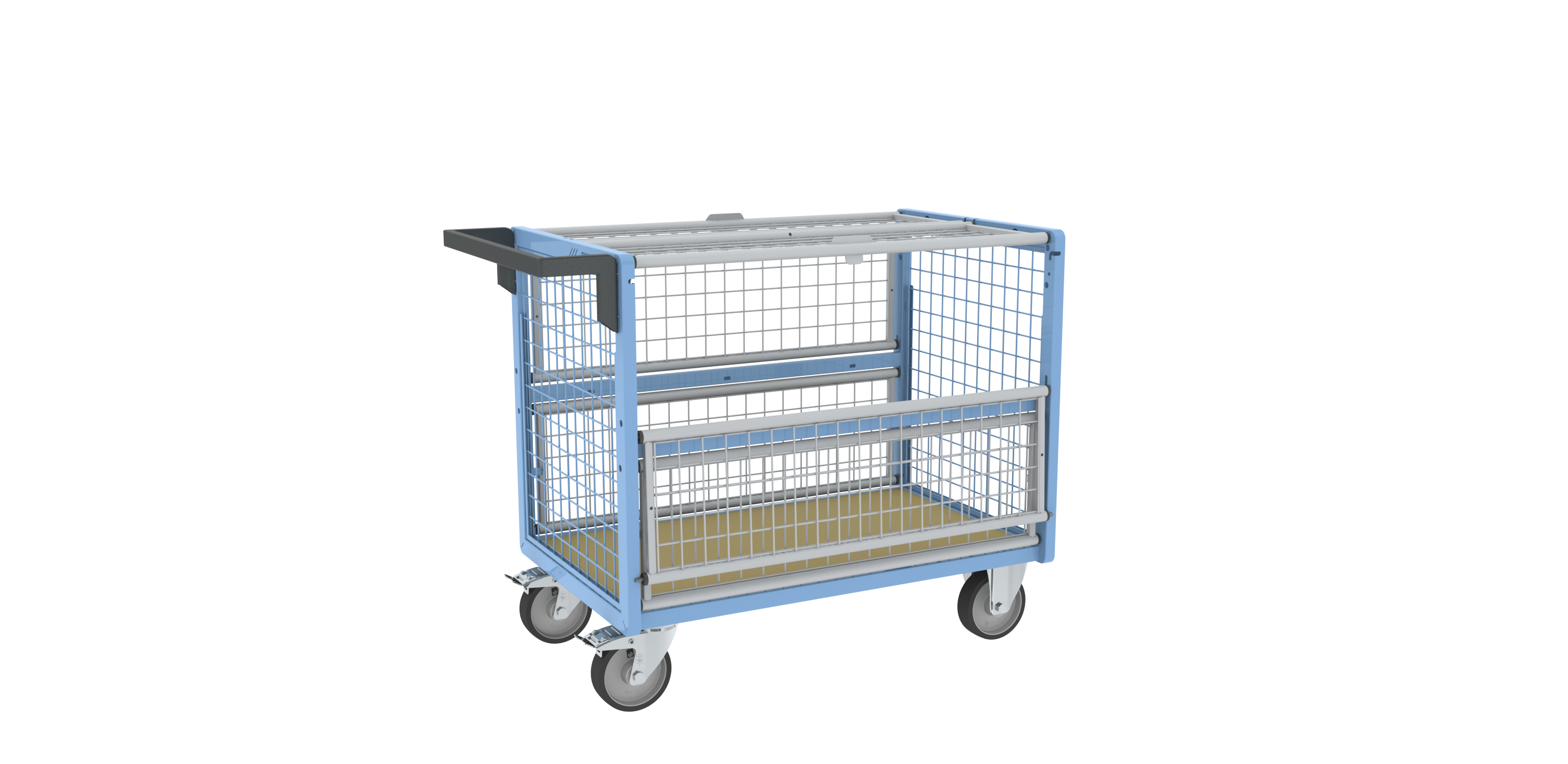 Chariot conteneur grillagé avec toit 1000x600 mm 500 kg - FIMM - 800726223