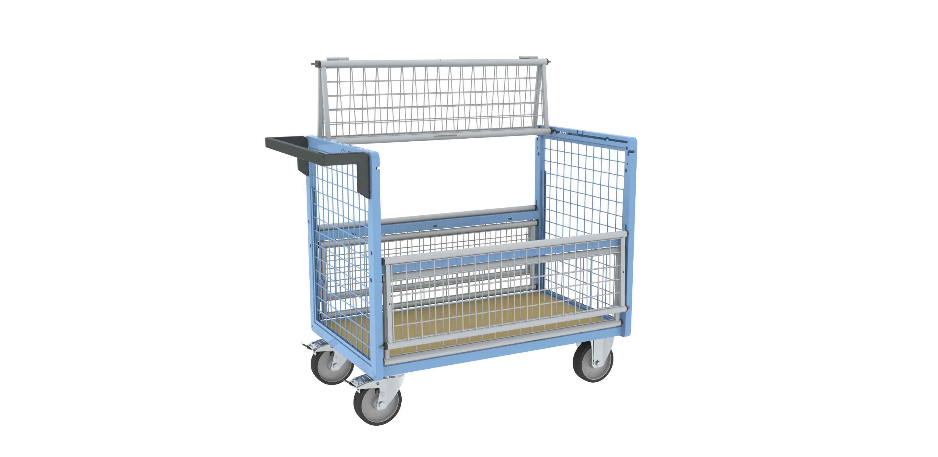 Chariot conteneur grillagé avec toit 1000x600 mm 500 kg - FIMM - 800726223