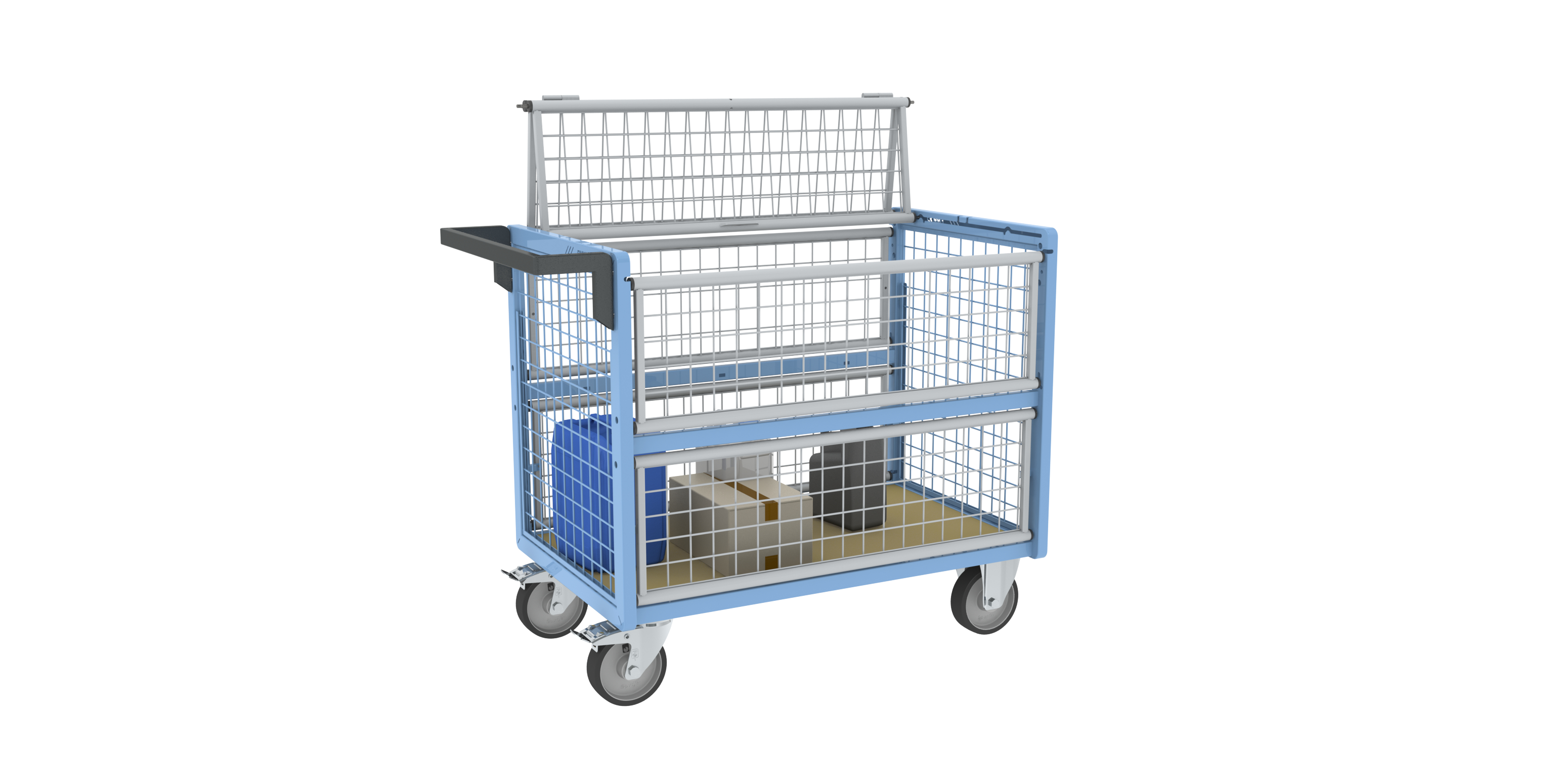 Chariot conteneur grillagé avec toit 1000x600 mm 500 kg - FIMM - 800726223