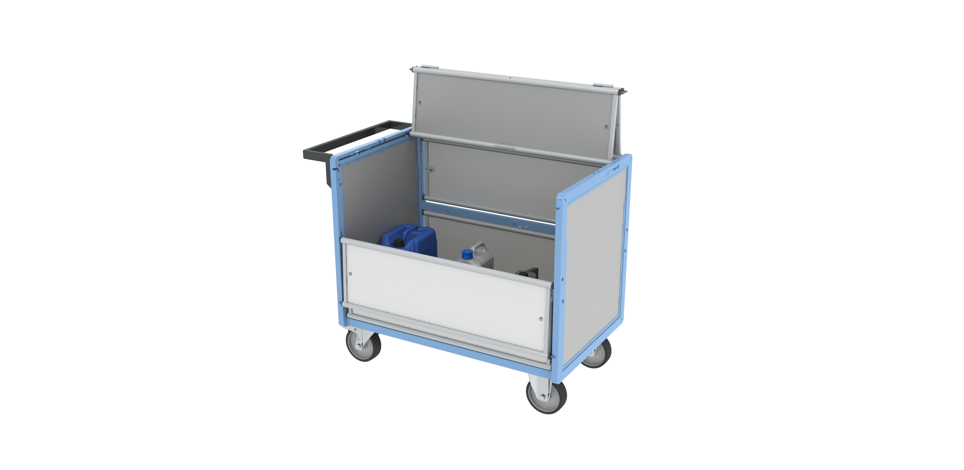 Chariot conteneur plaque alvéolaire avec toit 1000x600 mm 500 kg - FIMM - 800726224