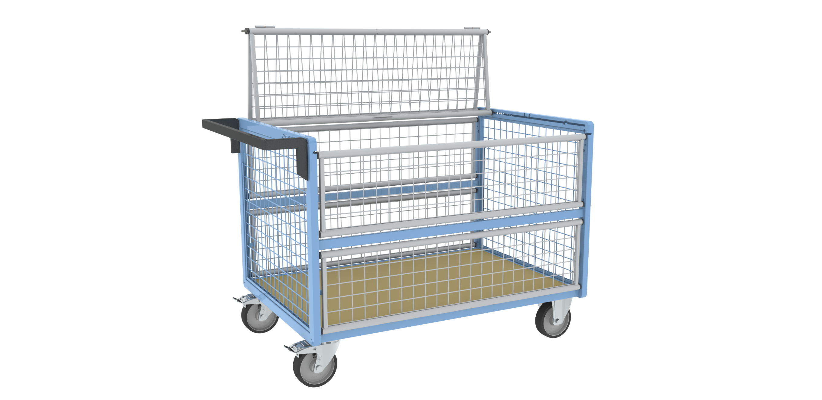 Chariot conteneur grillagé avec toit 1200x800 mm 500 kg - FIMM - 800726233