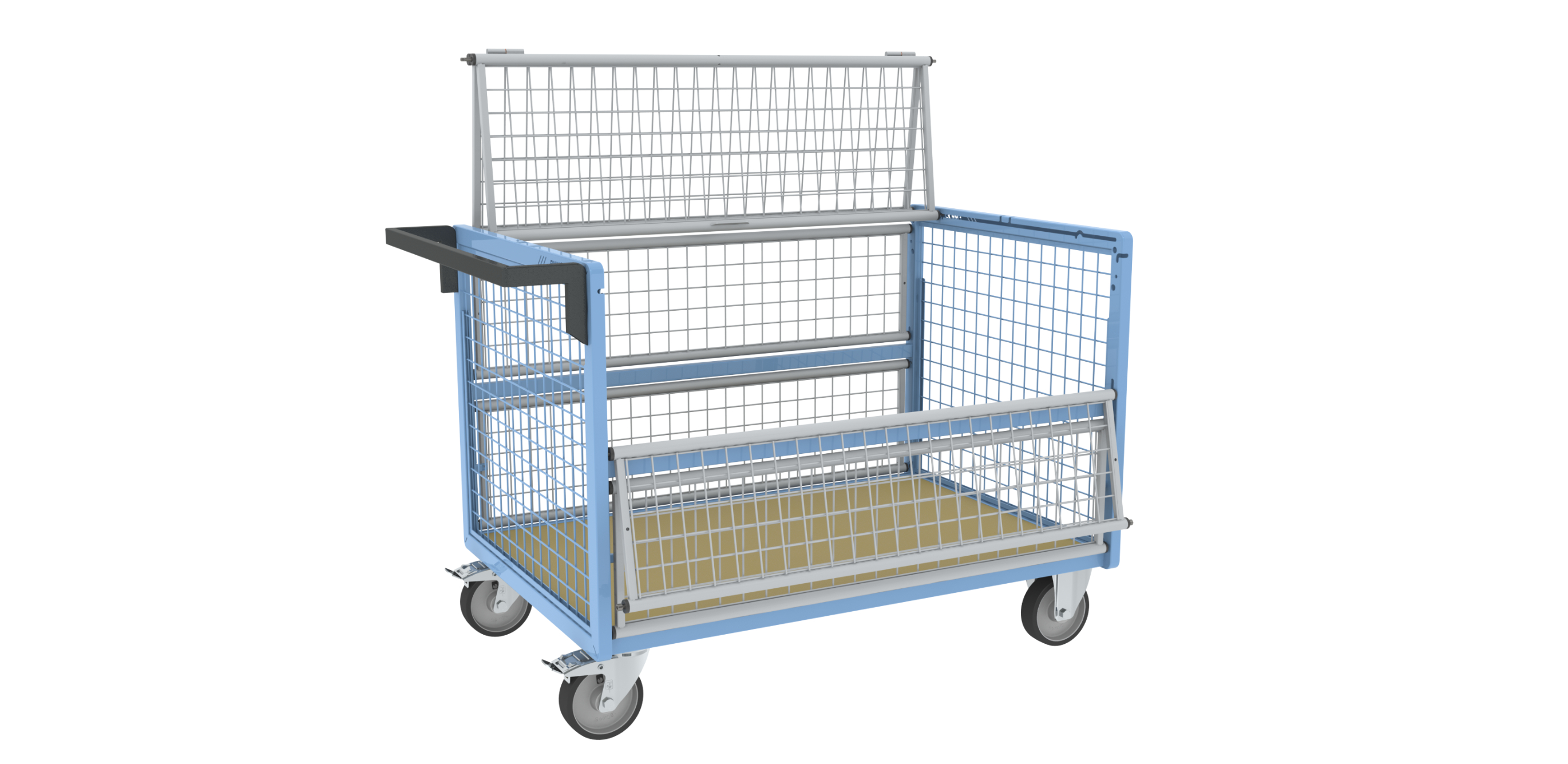 Chariot conteneur grillagé avec toit 1200x800 mm 500 kg - FIMM - 800726233