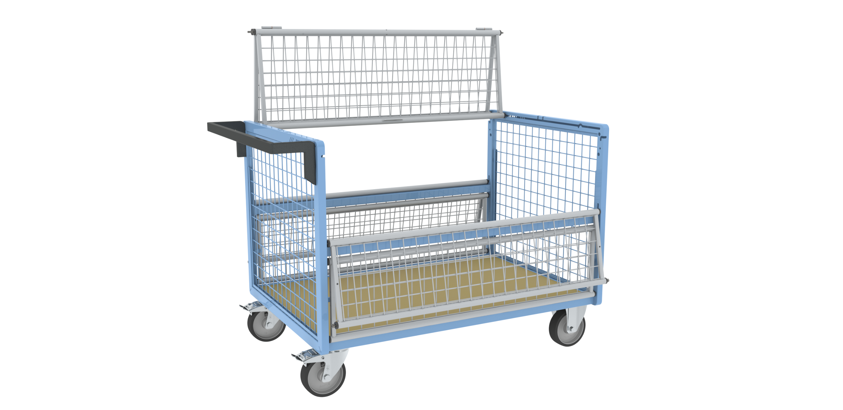 Chariot conteneur grillagé avec toit 1200x800 mm 500 kg - FIMM - 800726233