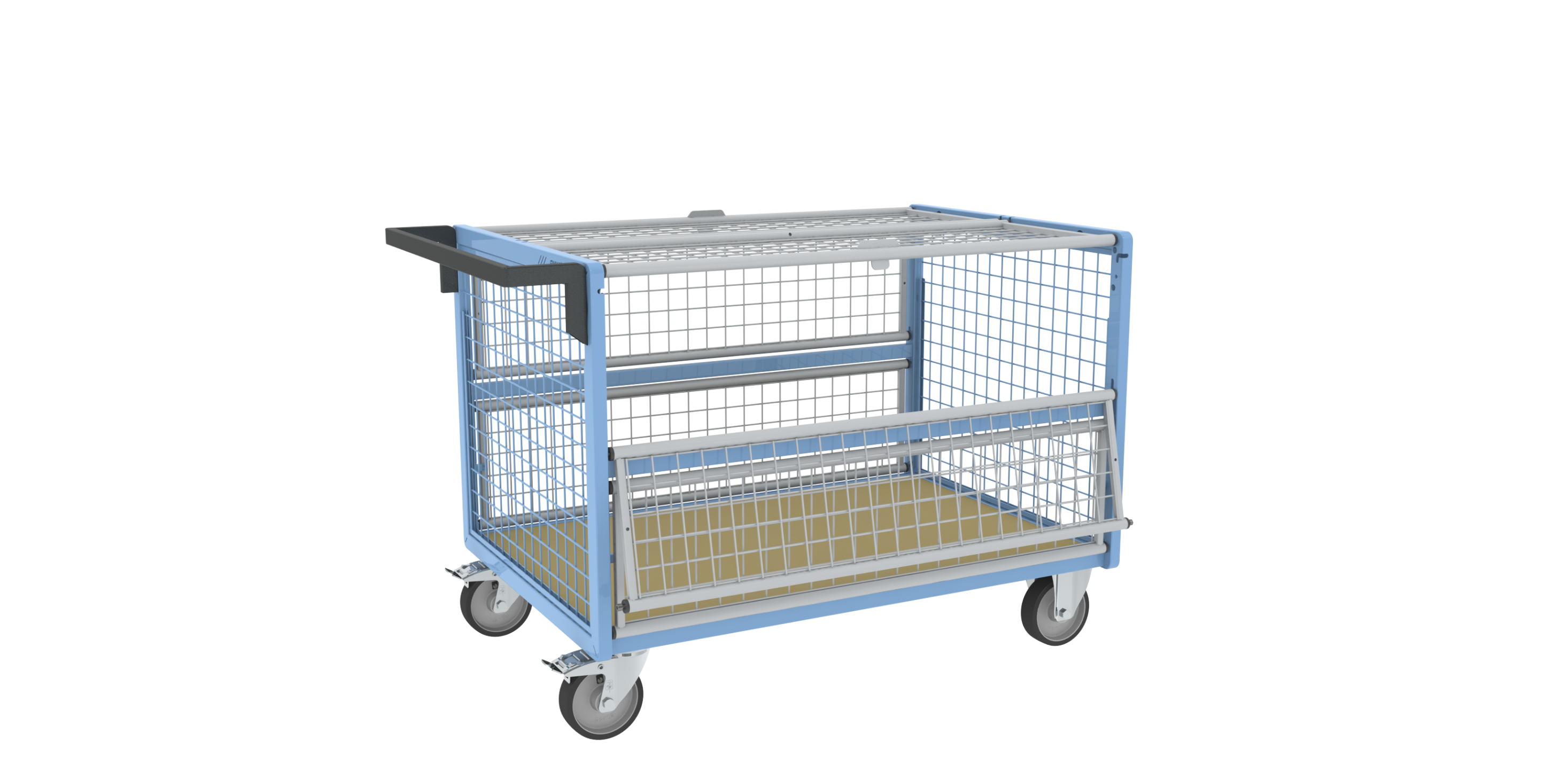 Chariot conteneur grillagé avec toit 1200x800 mm 500 kg - FIMM - 800726233