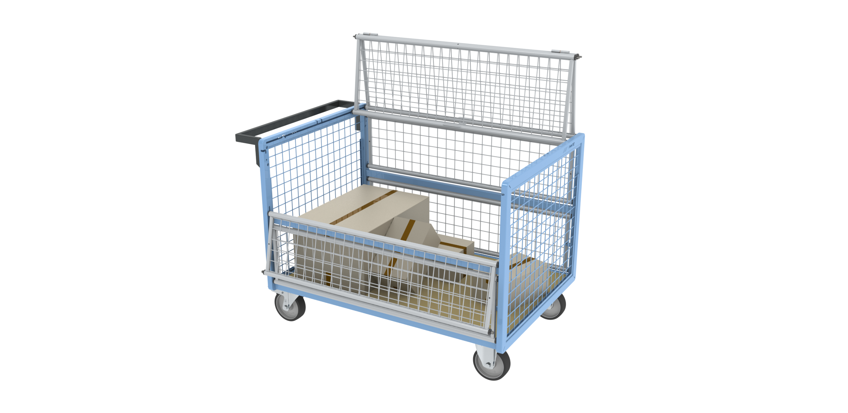 Chariot conteneur grillagé avec toit 1200x800 mm 500 kg - FIMM - 800726233