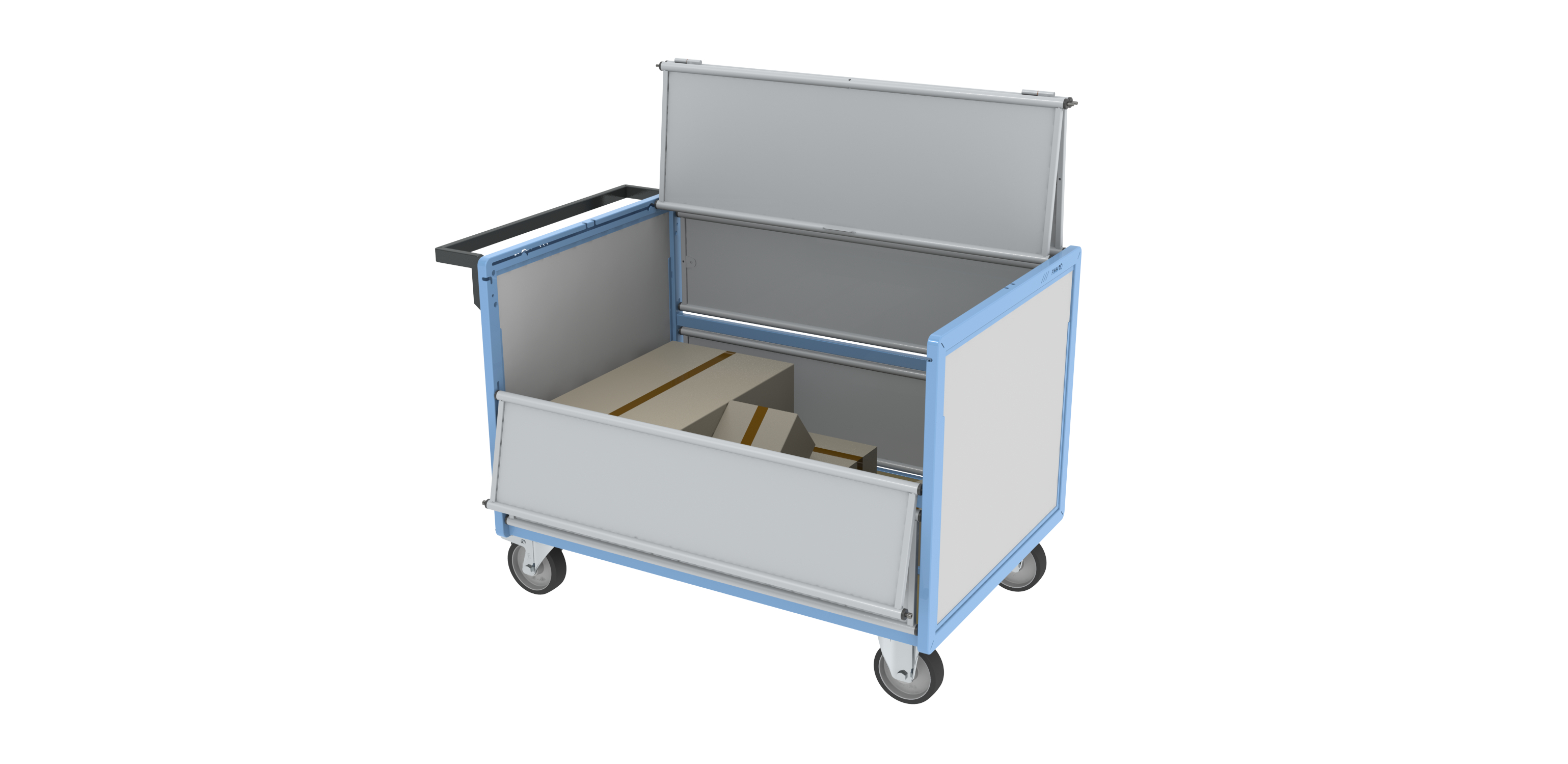 Chariot conteneur plaque alvéolaire avec toit 1200x800 mm 500 kg - FIMM - 800726234