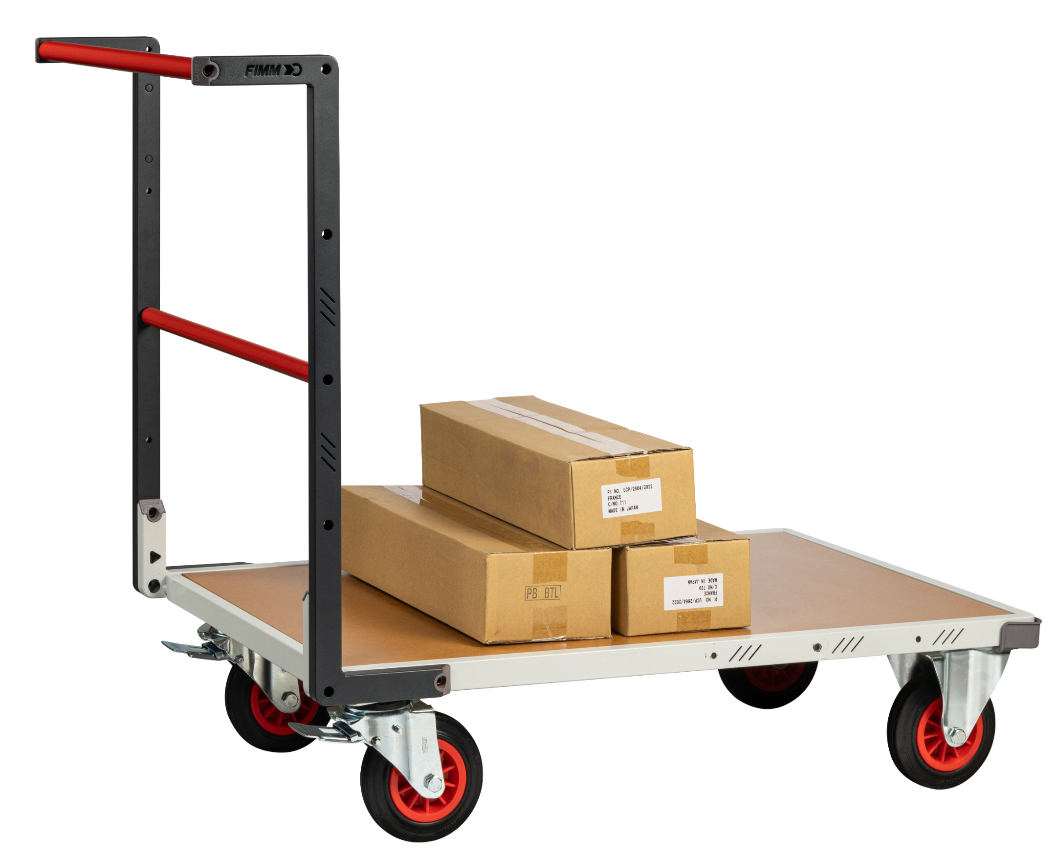 Chariot dossier fixe 1000x600 mm plateau médium roues CC 400 kg - FIMM - 804722230