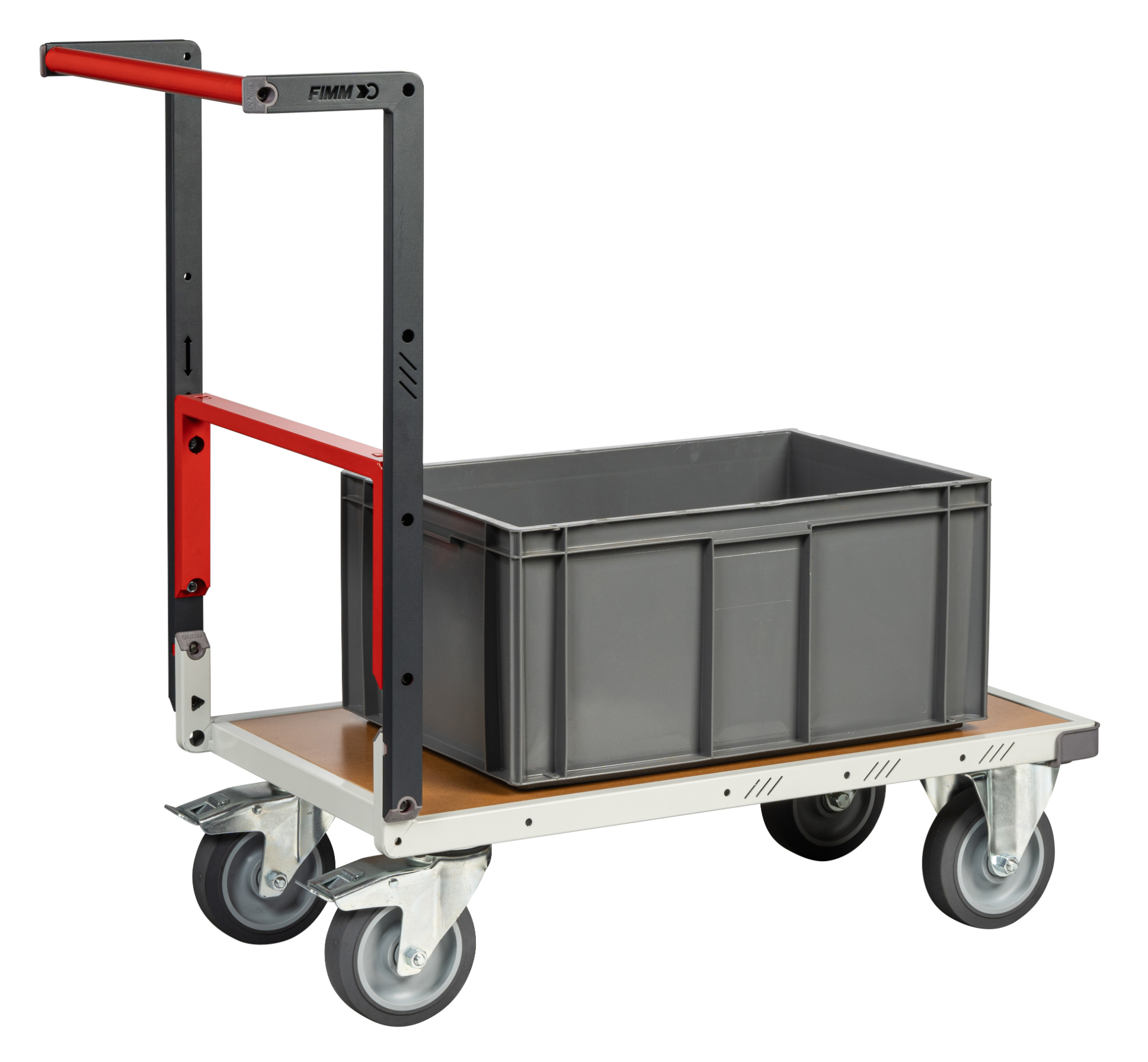 Chariot monté dossier repliable 850x500 mm plateau médium roues TPE 400 kg - FIMM - 806721241