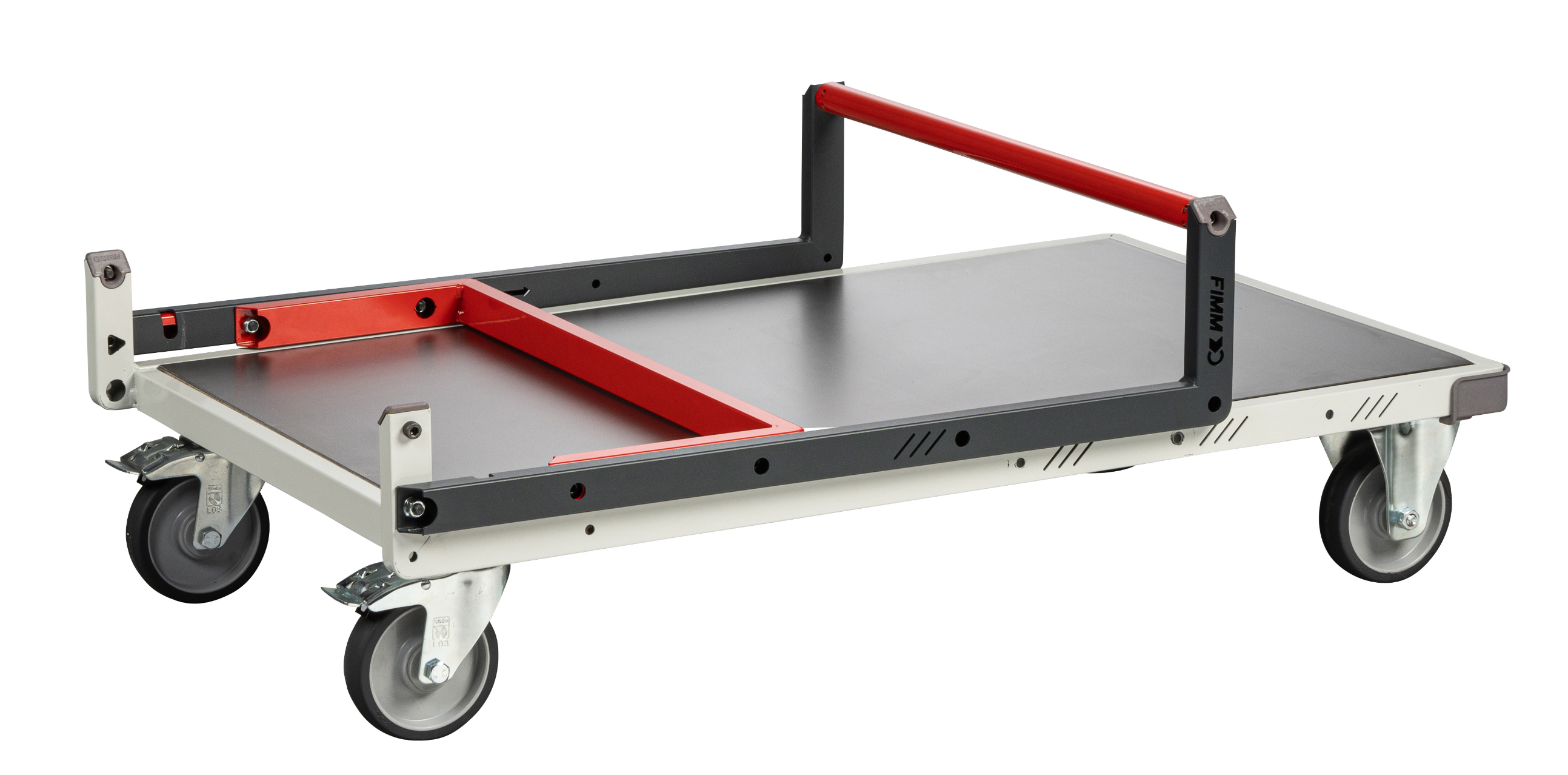 Chariot monté dossier repliable 850x500 mm plateau tôle galva roues TPE 250 kg - FIMM - 806721321