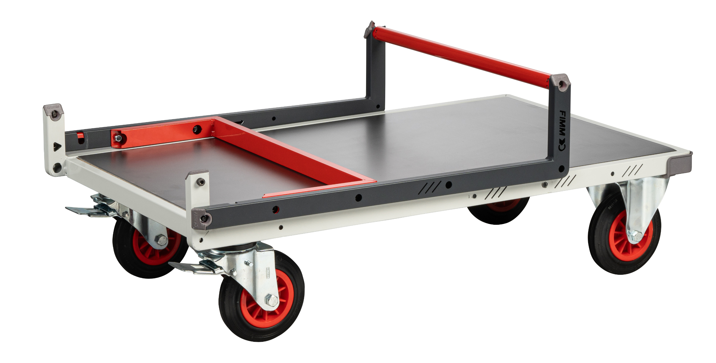 Chariot monté dossier repliable 850x500 mm plateau tôle galva roues CC 400 kg - FIMM - 806721331