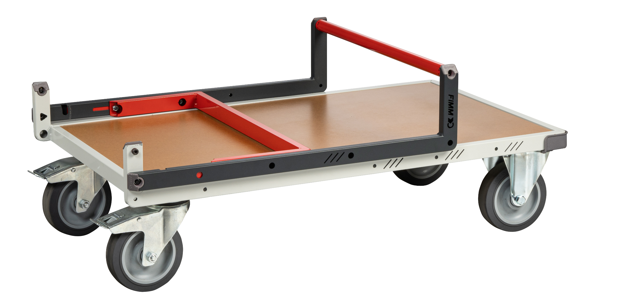 Chariot monté dossier repliable 1000x600 mm plateau médium roues TPE 400 kg - FIMM - 806722241