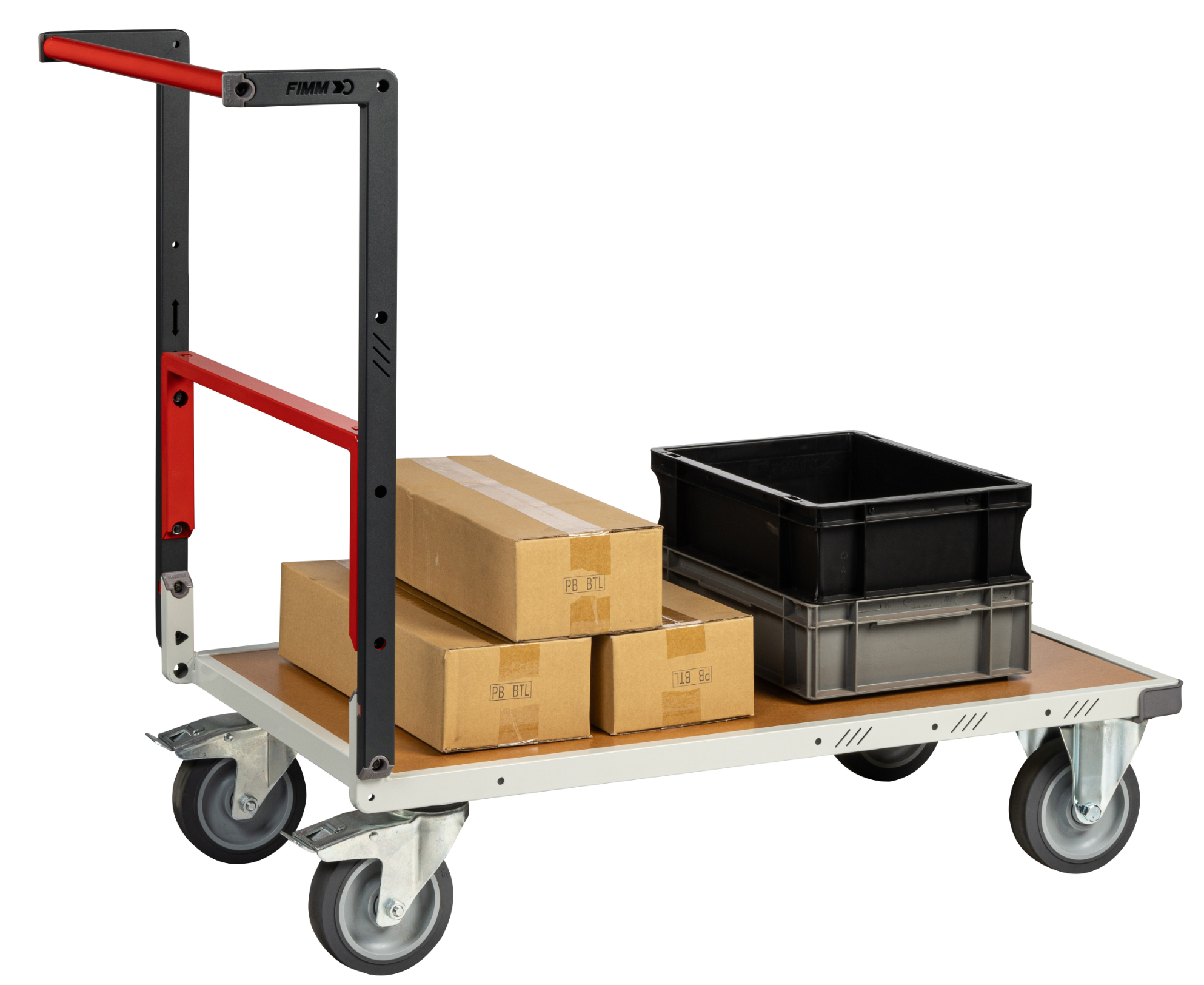 Chariot monté dossier repliable 1000x600 mm plateau médium roues TPE 400 kg - FIMM - 806722241