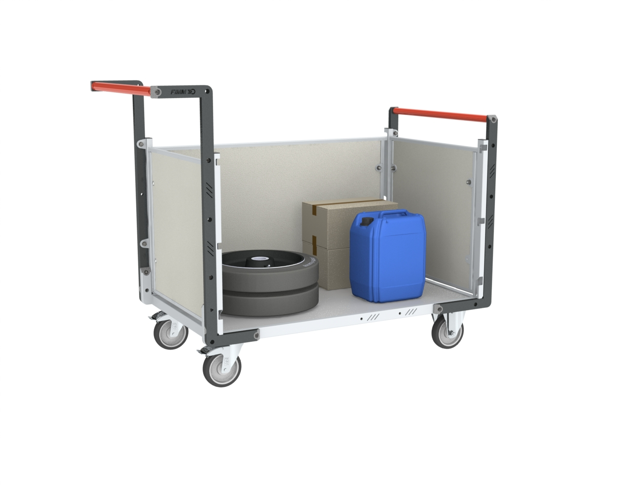 Chariot modulaire plaque alvéolaire 2 dossiers + 1 ridelle 850x500 mm 250 kg - FIMM - 806724174