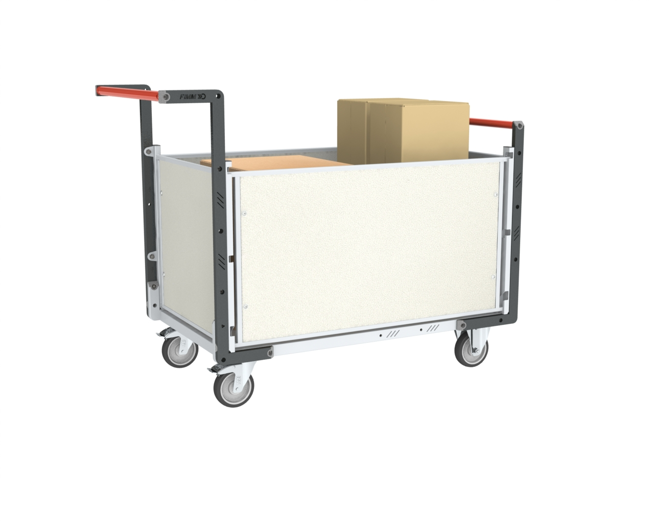 Chariot avec plaque alvéolaire 850x500 mm 2 dossiers + 2 ridelles 250 kg - FIMM - 806724175