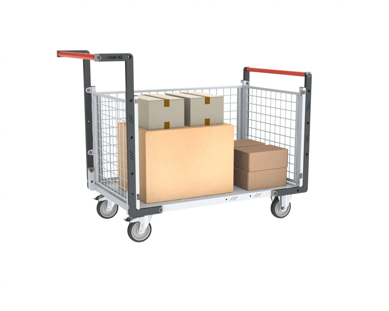 Chariot modulaire grillagé 2 dossiers + 1 ridelle plateau 1000x600 mm 250 kg - FIMM - 806724244