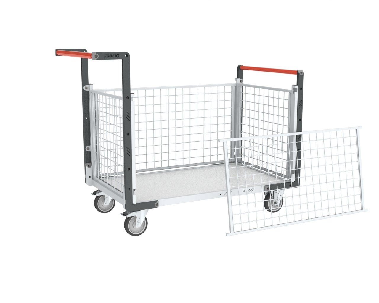 Chariot grillagé 2 dossiers + 2 ridelles plateau 1000x600 mm 250 kg - FIMM - 806724245